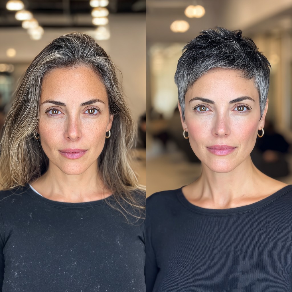 Sharply-Angled Silver Pixie With Precision Cut