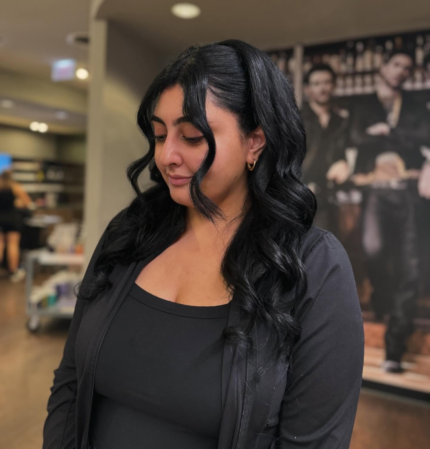 Soft Black Waves with Contoured Curls