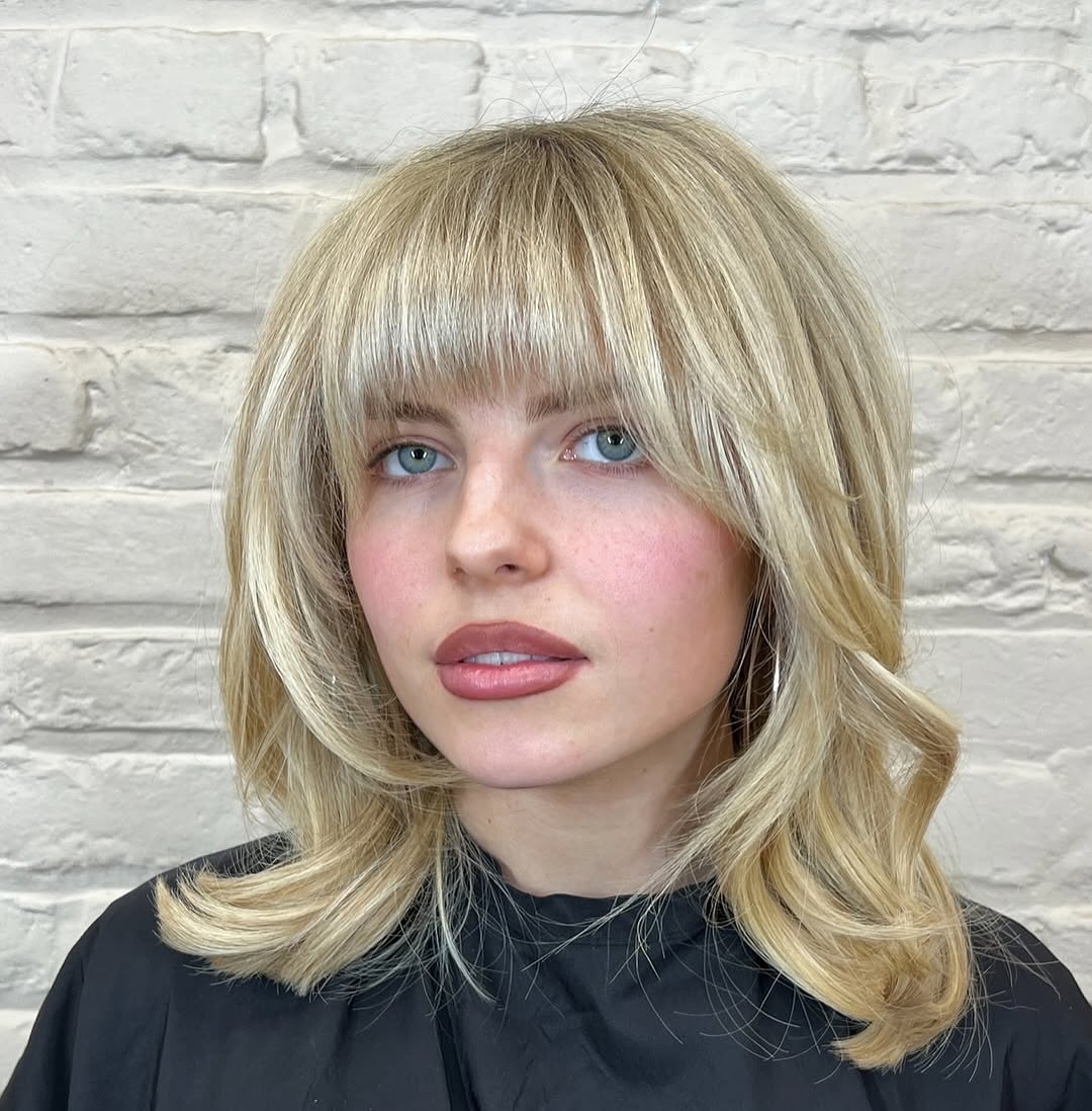 Soft Blonde Bob with Wispy Bangs