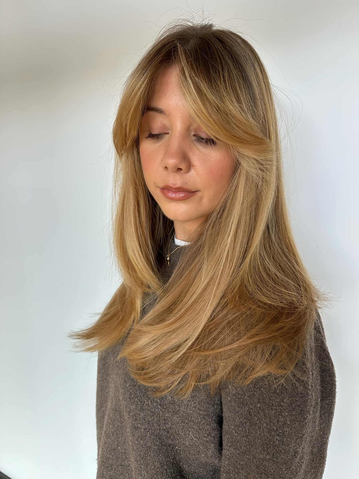Soft Caramel Balayage with Feathered Ends