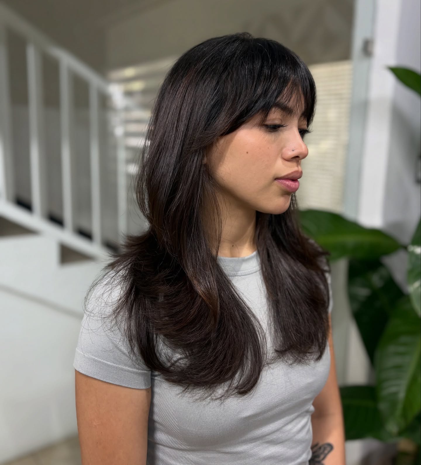 Softly Layered Long Hair with Fringe Bangs