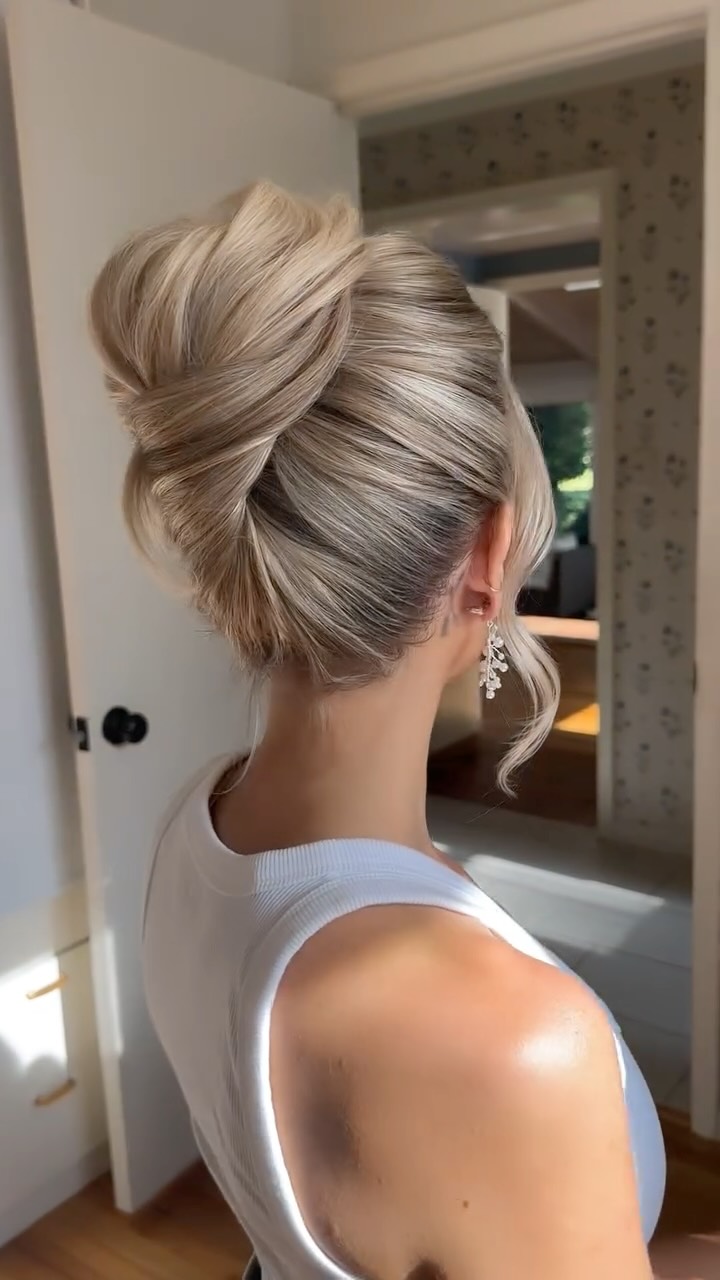 Sophisticated Twisted Chignon with Silver Highlights