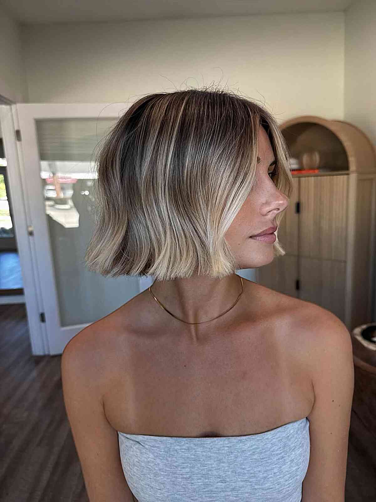 Textured Blunt Bob with Subtle Waves