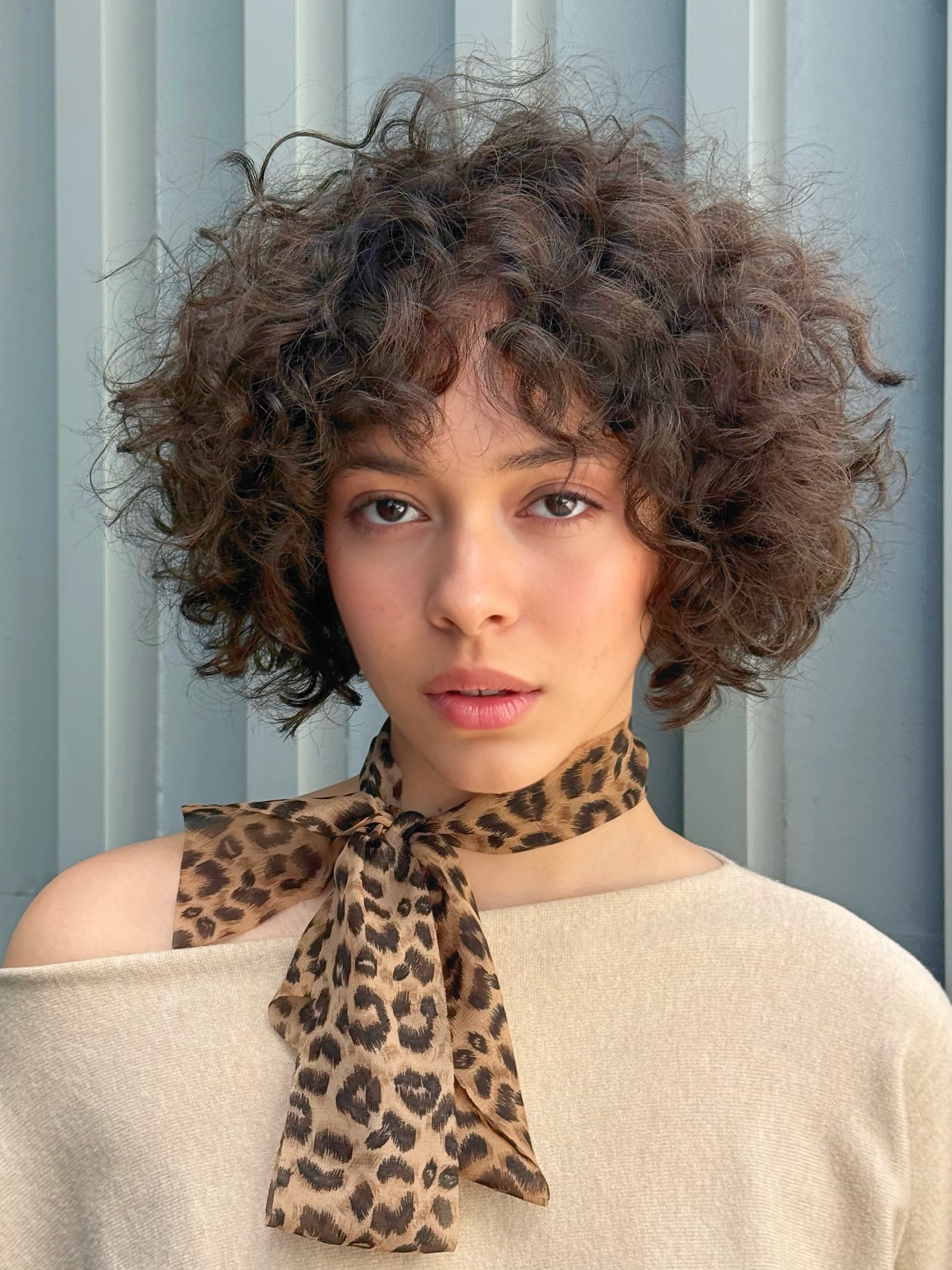 Textured Curly Bob with Face-Framing Layers