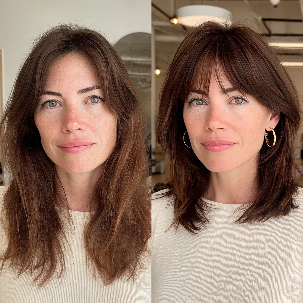 Transformative Mid-Length Cut with Wispy Bangs