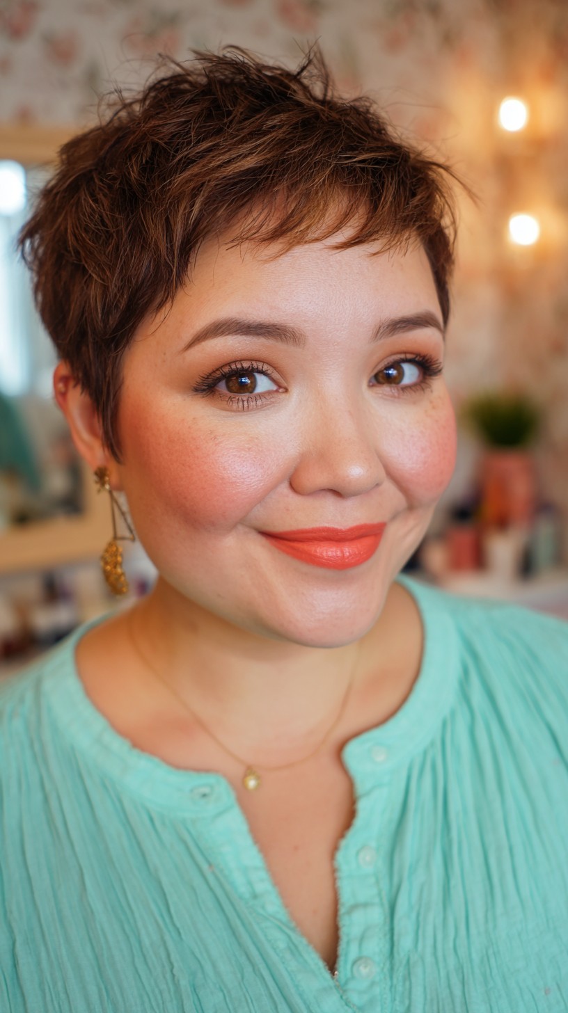 Vibrant Auburn Textured Pixie with Volume