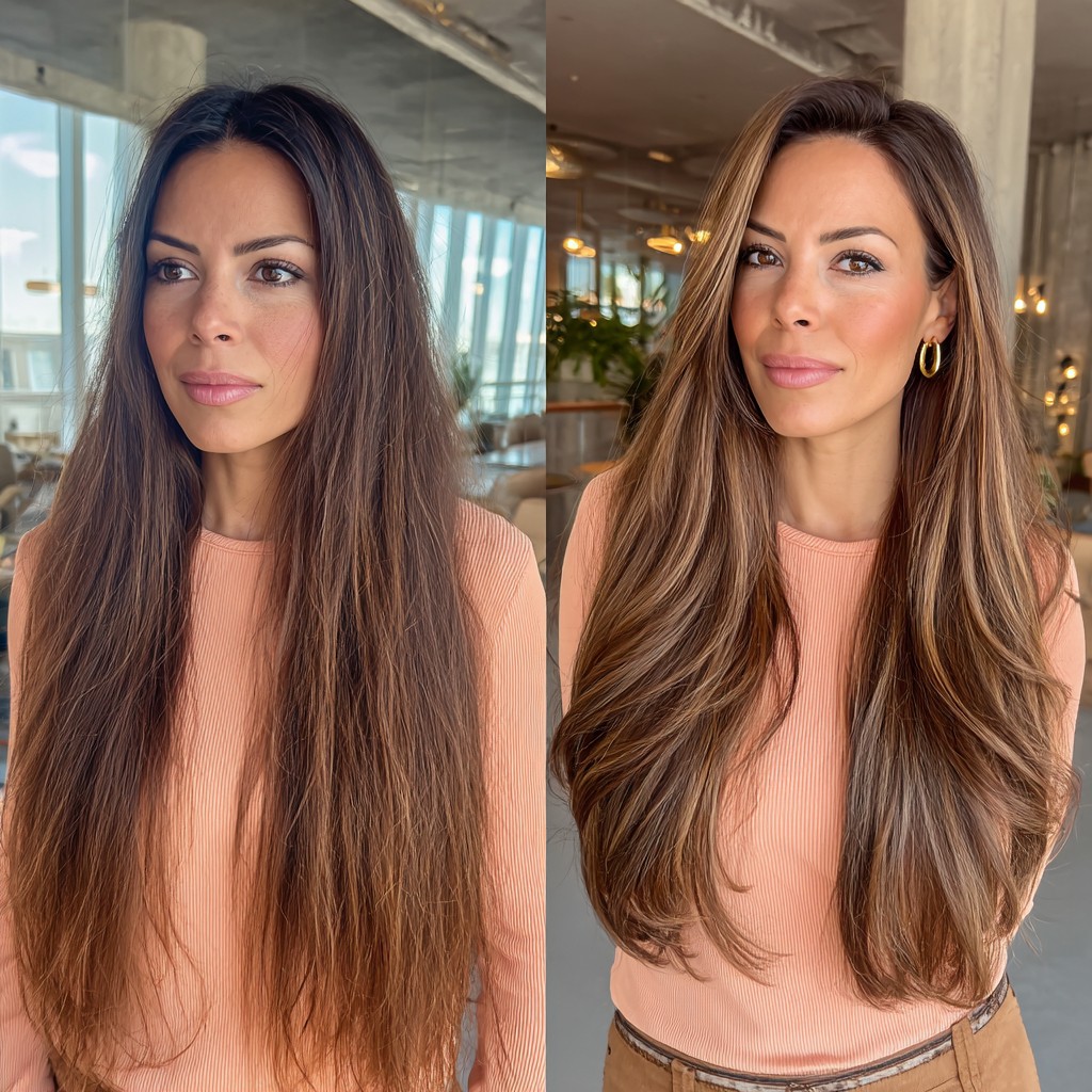 Voluminous Chestnut Twist with Delicate Face-Framing Highlights