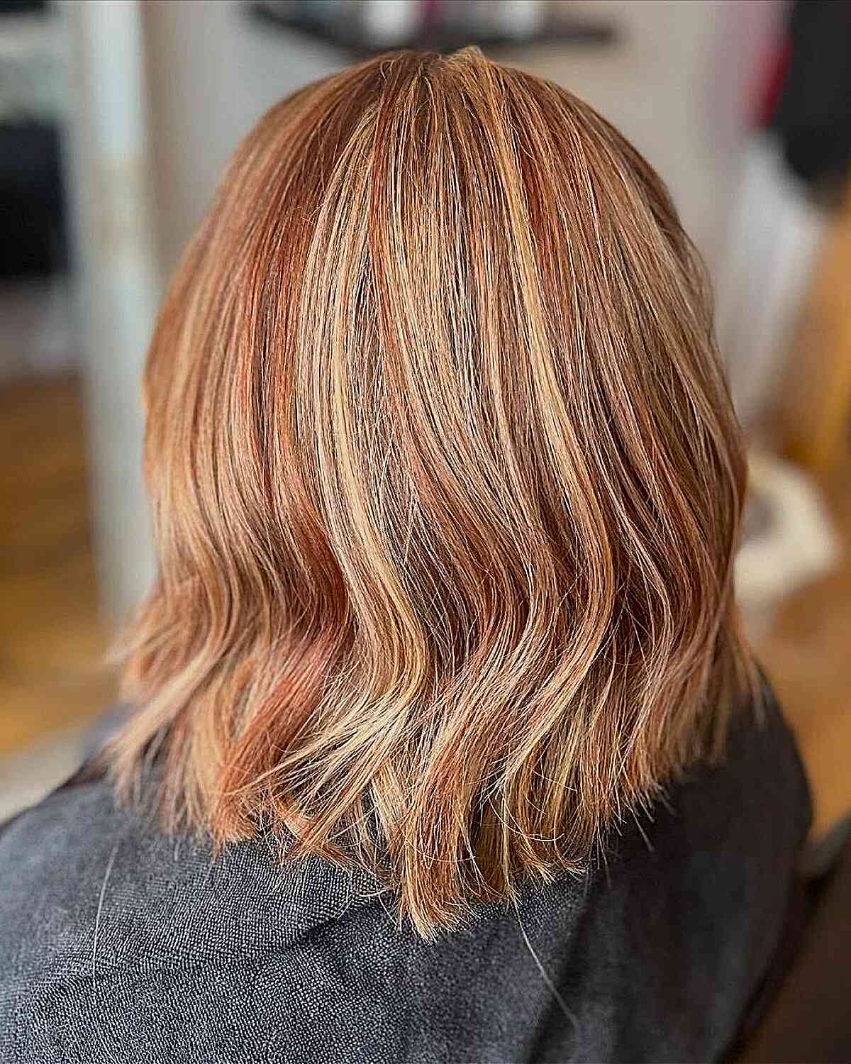 Warm Copper Shoulder-Length Waves