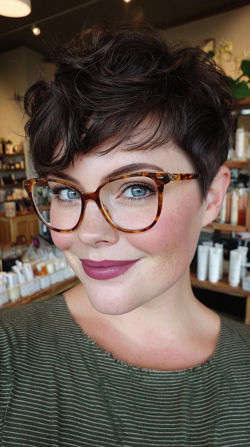 Youthful Textured Pixie Cut with Deep Side Part