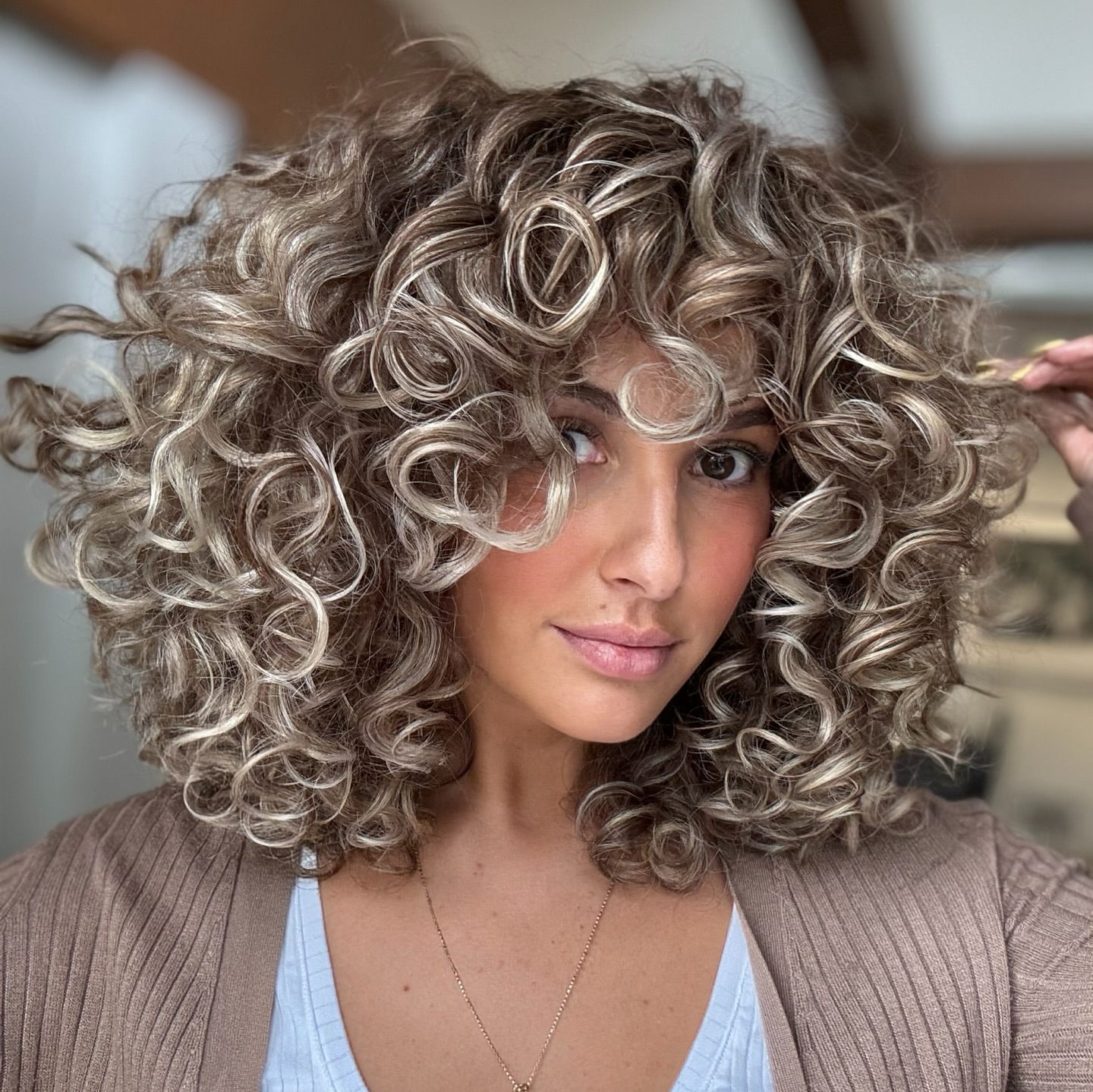 Breezy Silver Blonde Tousled Curls