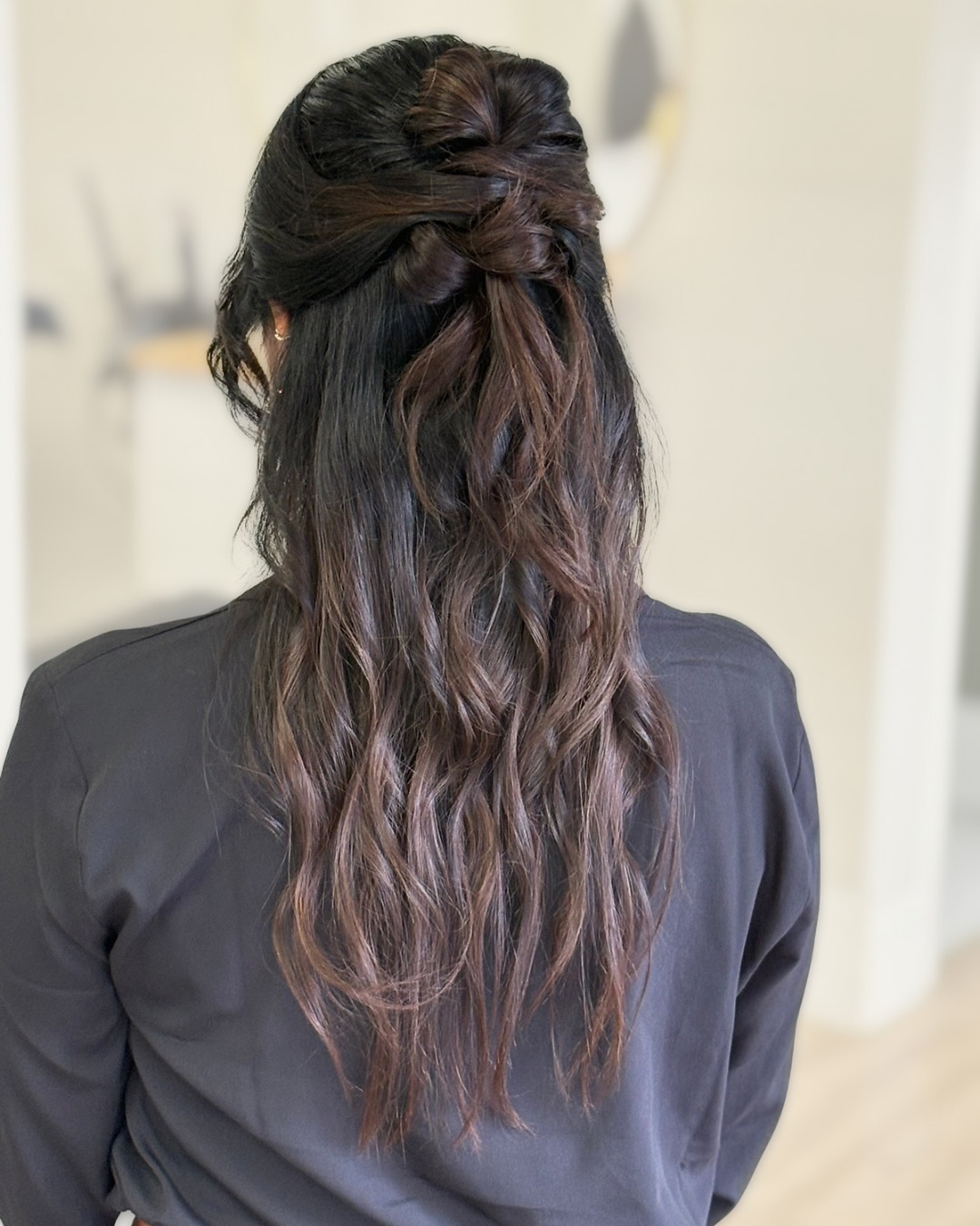 Casual Twisted Half-Updo with Flowing Waves