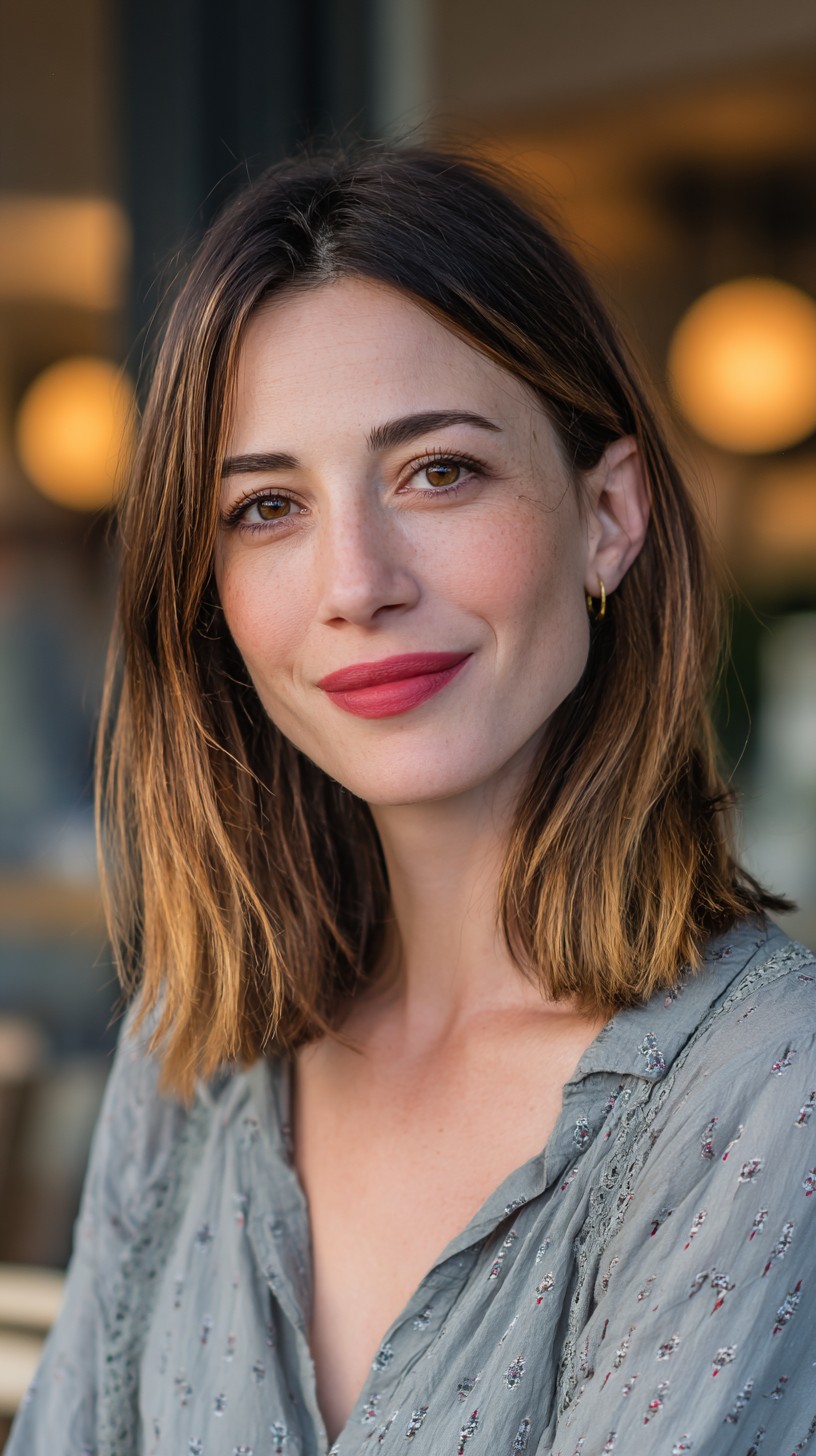 Chic Brunette Bob with Soft Textured Ends