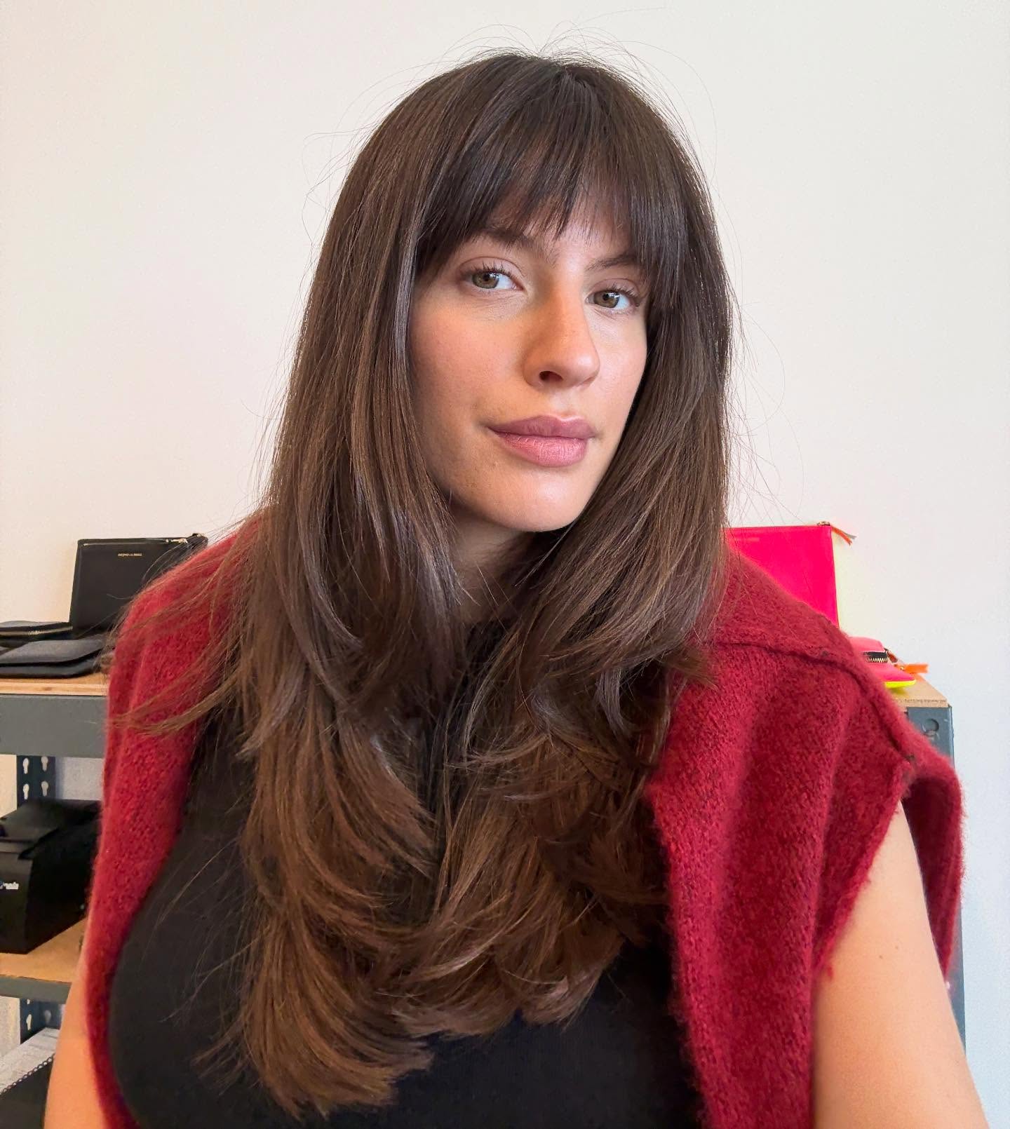 Chic Long Layers with Soft Bangs