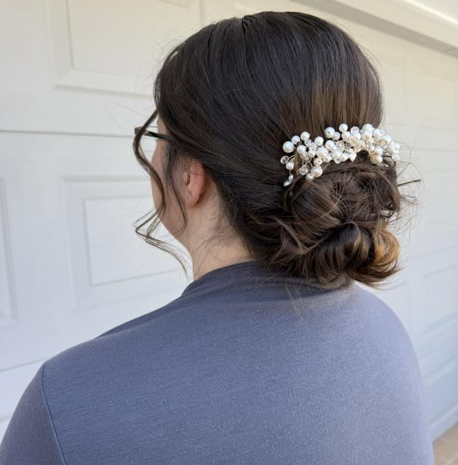 Chic Pearl-Embellished Low Chignon