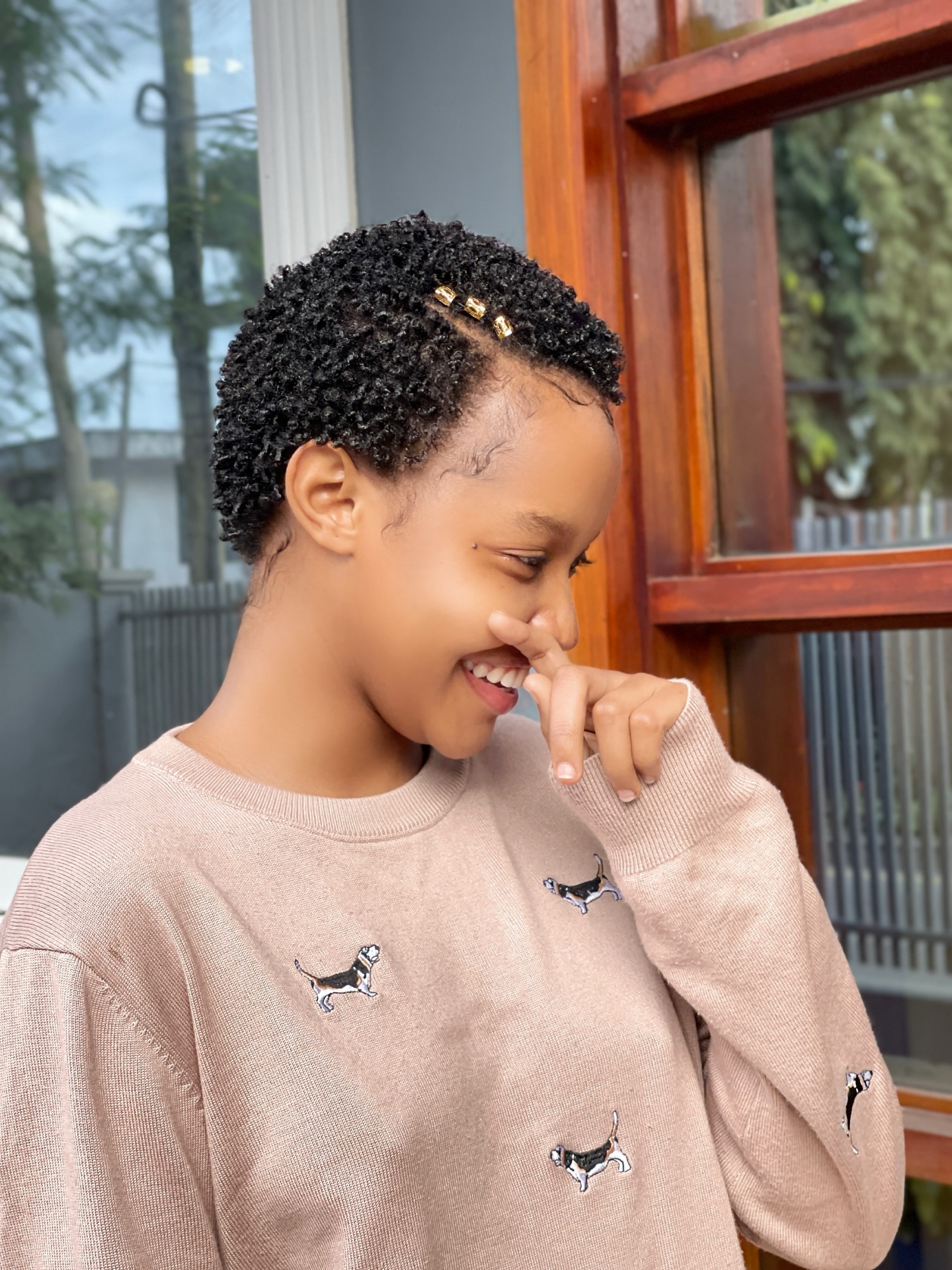 Chic Side-Parted TWA with Golden Clips