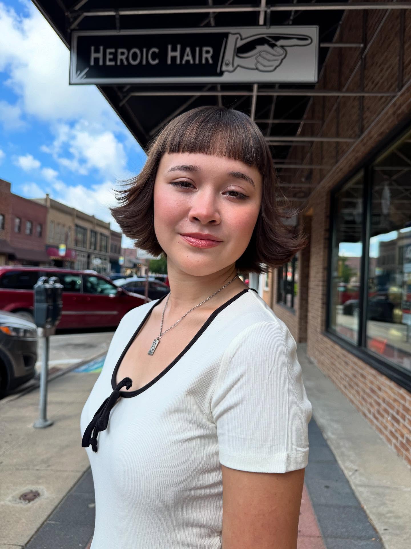 Chic Textured Bob with Straight Across Bangs
