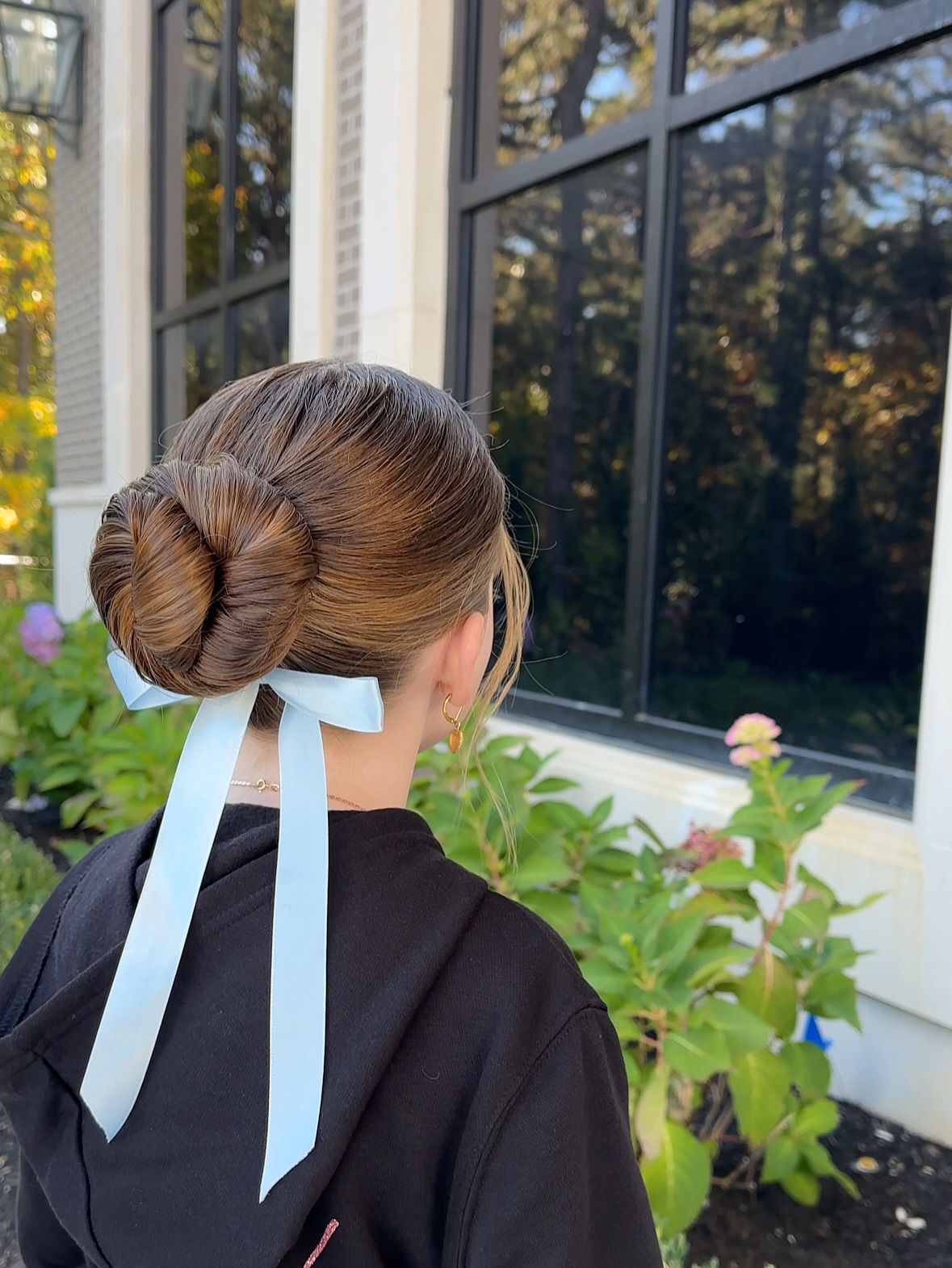 Classic Braided Bun with Satin Ribbon