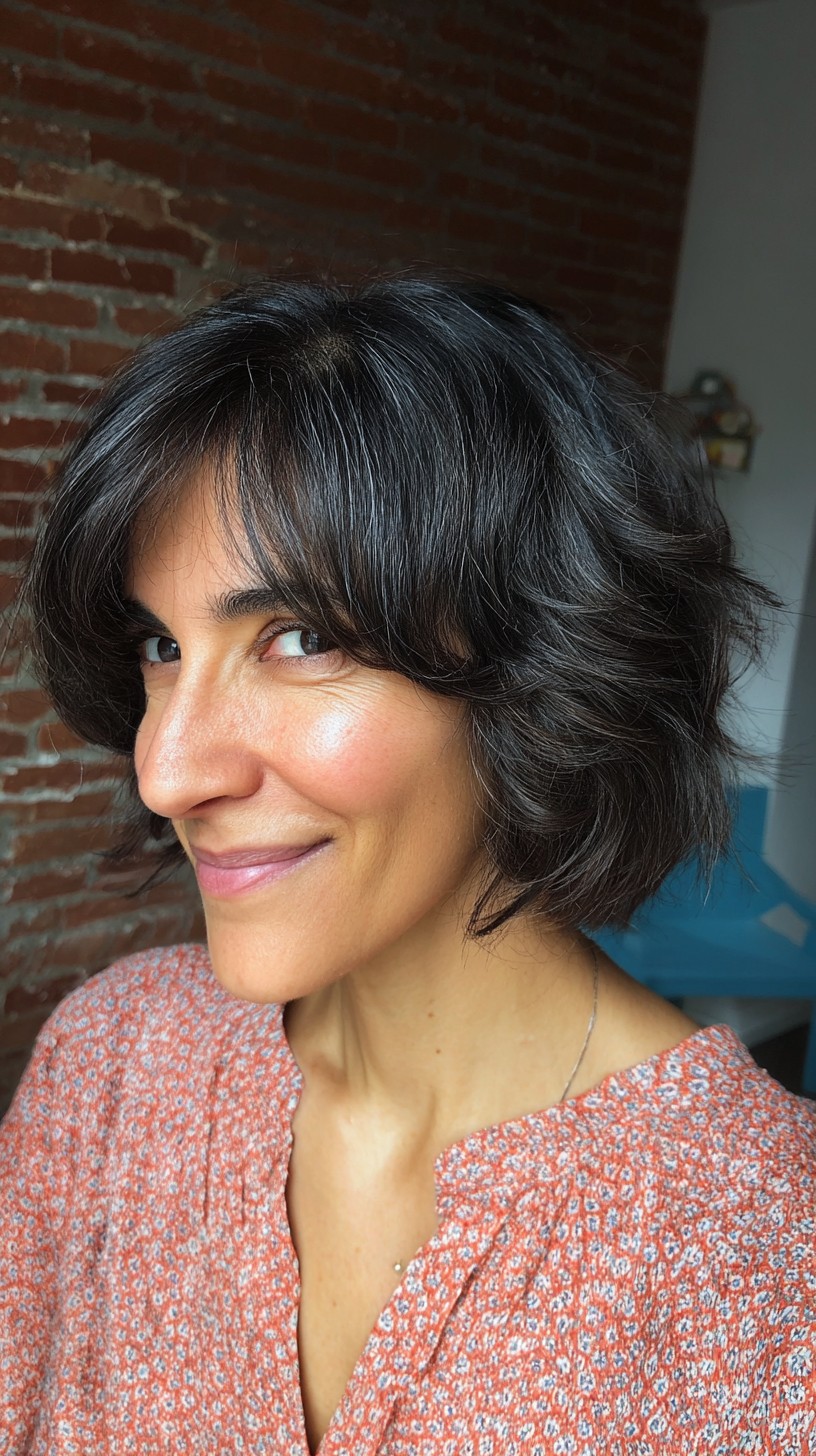 Dynamic Chestnut Wavy Bob