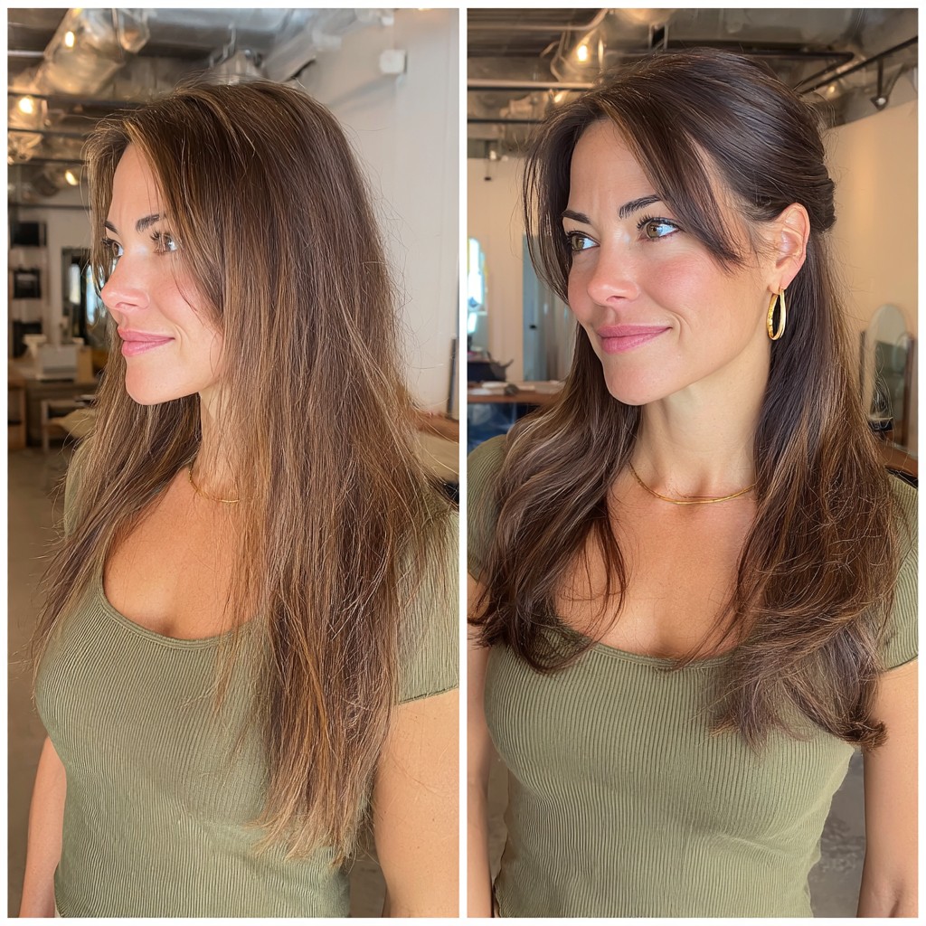 Effortless Chestnut Waves with Subtle Highlights
