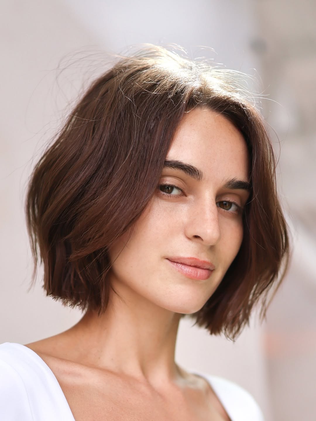 Effortless Walnut Brown Bob with Natural Curls