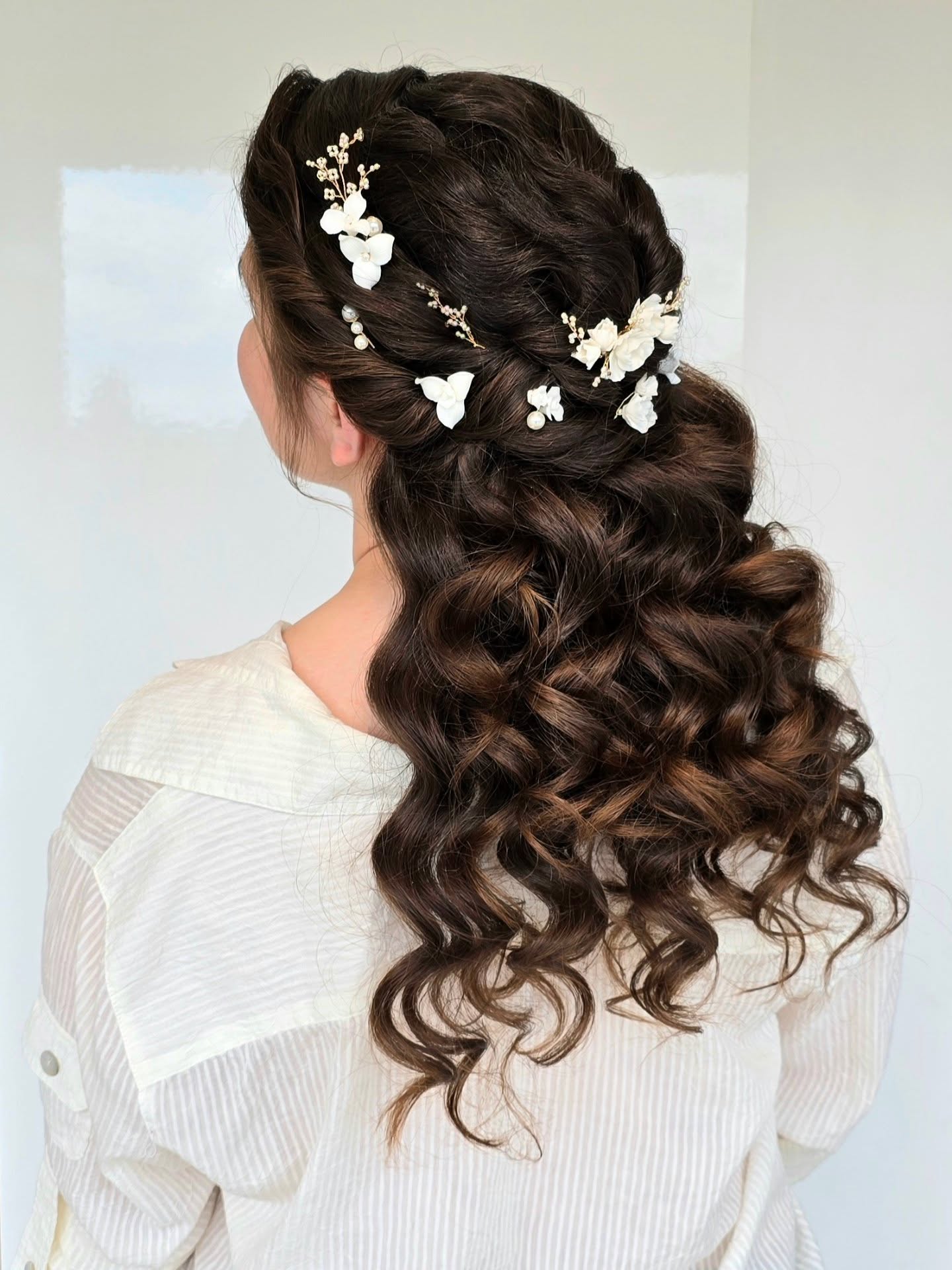 Enchanted Butterfly Accents in Lustrous Brunette Waves