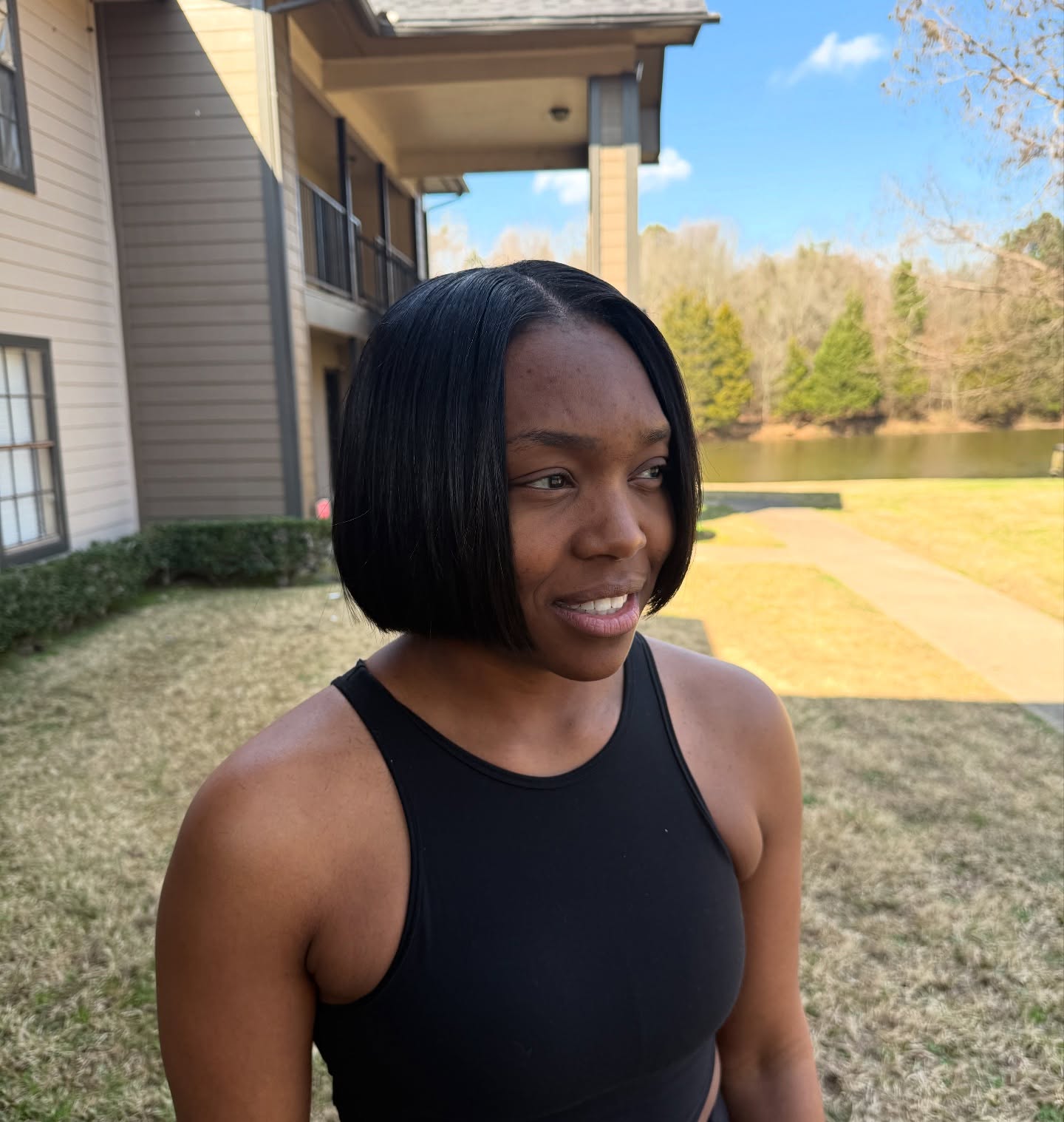 Glossy Black A-Line Bob with Natural Sheen