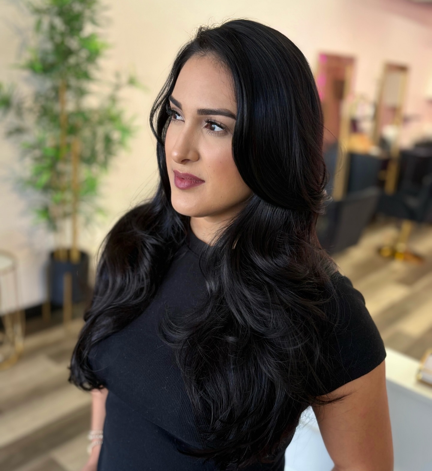 Glossy Raven Waves with Delicate Layering