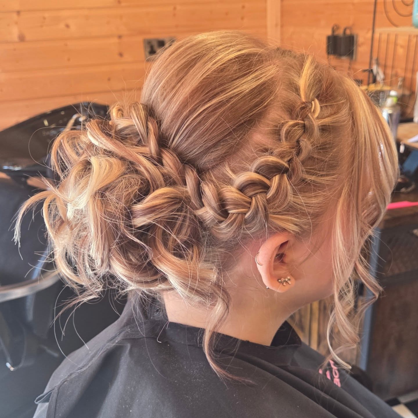Intricate Braided Updo with Cascading Tendrils