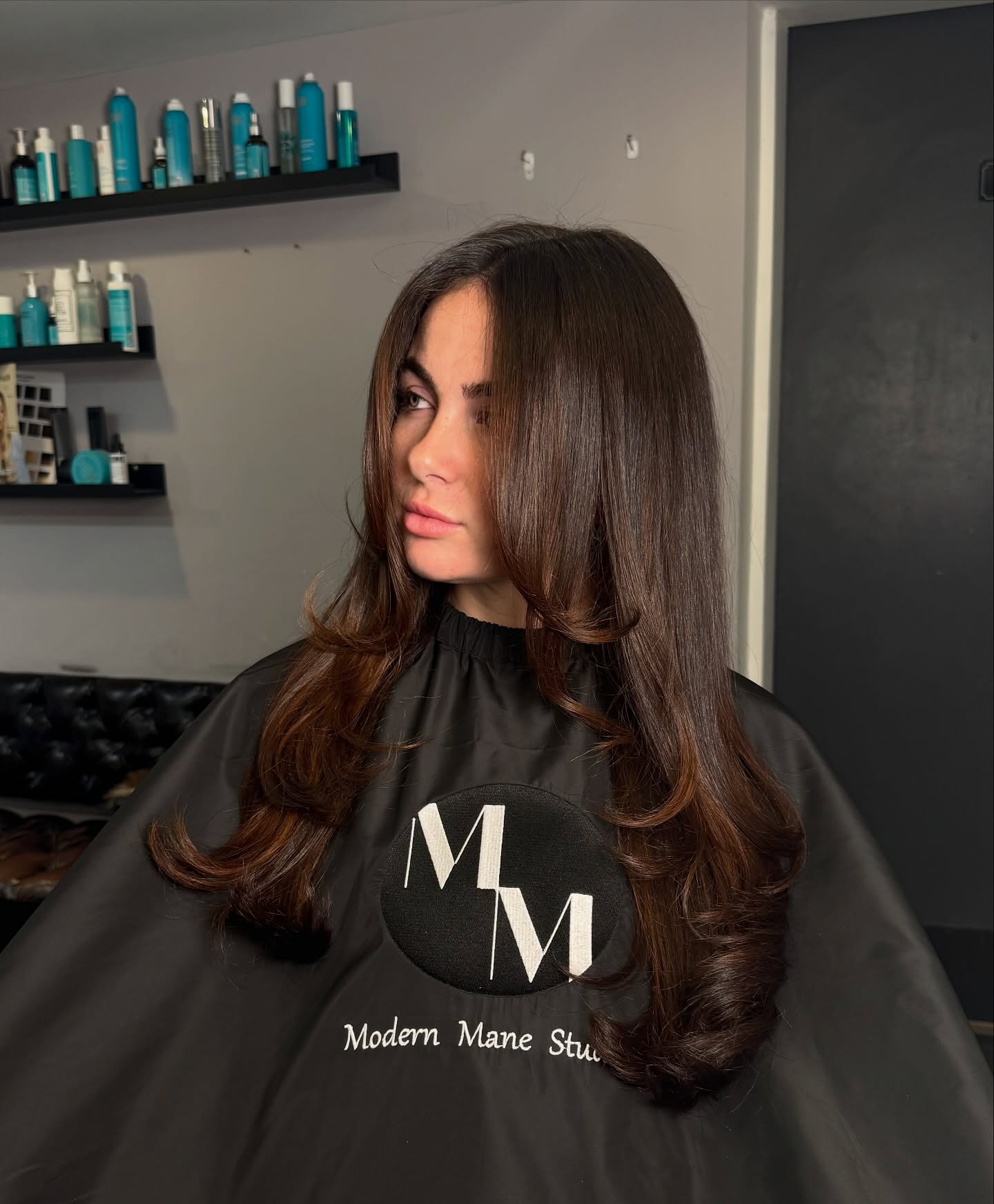 Lustrous Cocoa Locks with Voluminous Ends