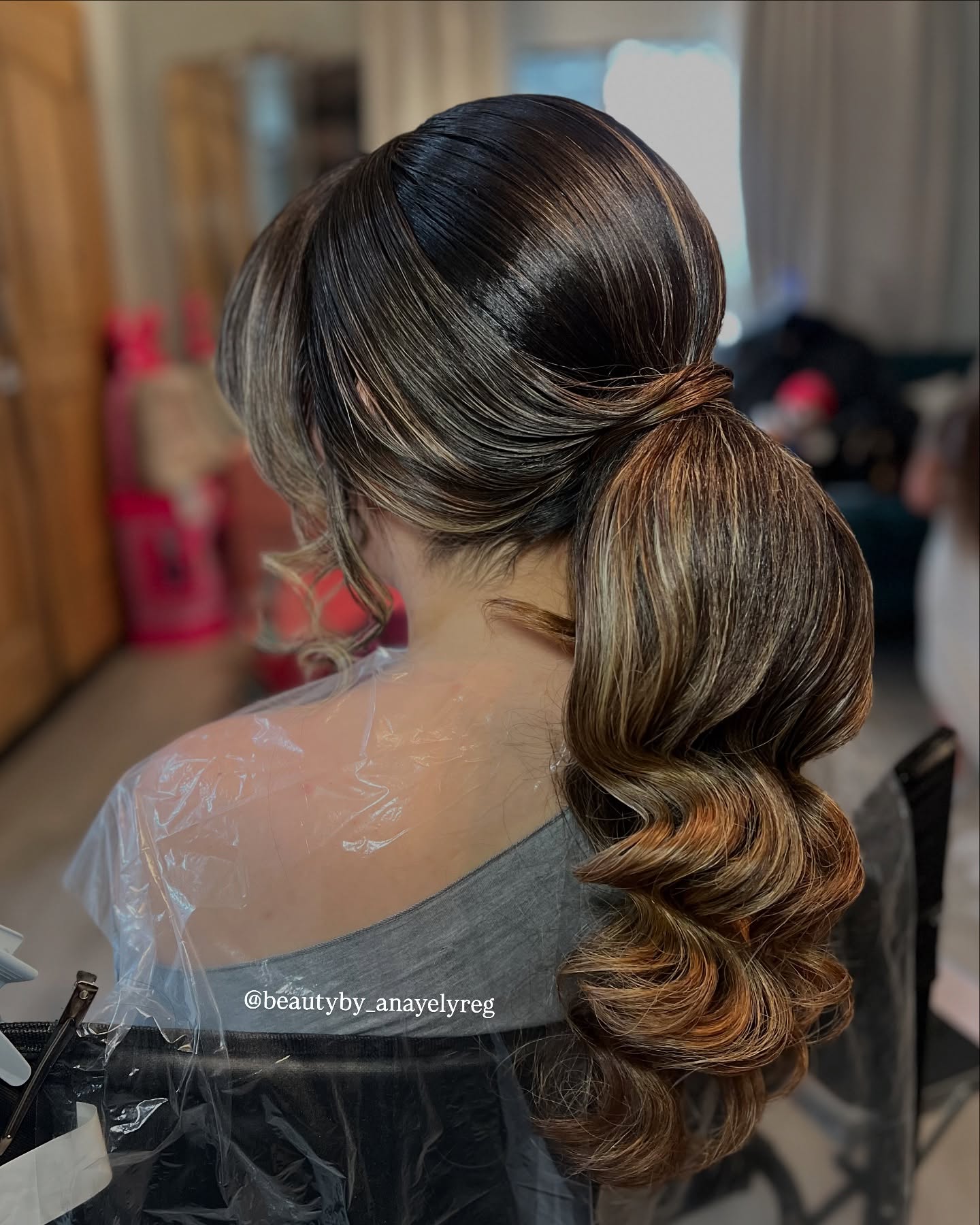 Luxurious Multi-Tone Ponytail with Spiral Curls