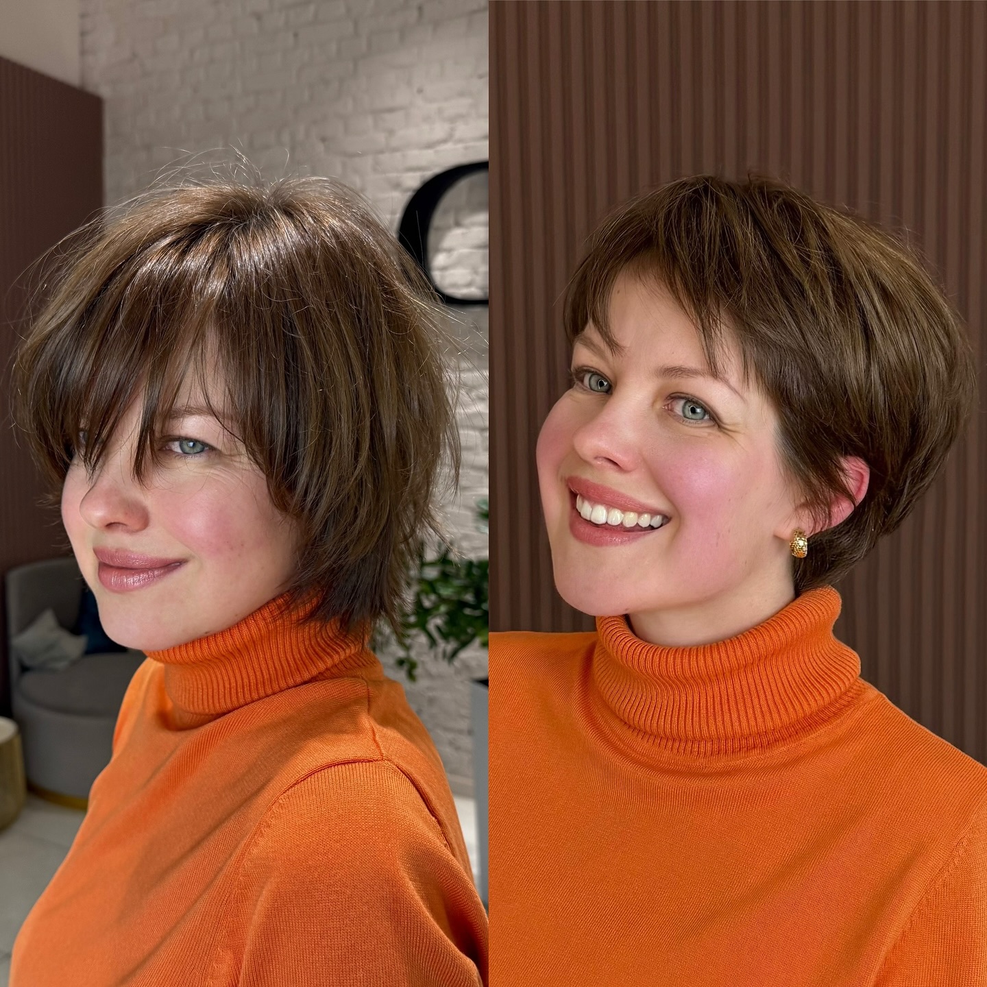 Modern Textured Brunette Pixie with Subtle Highlights