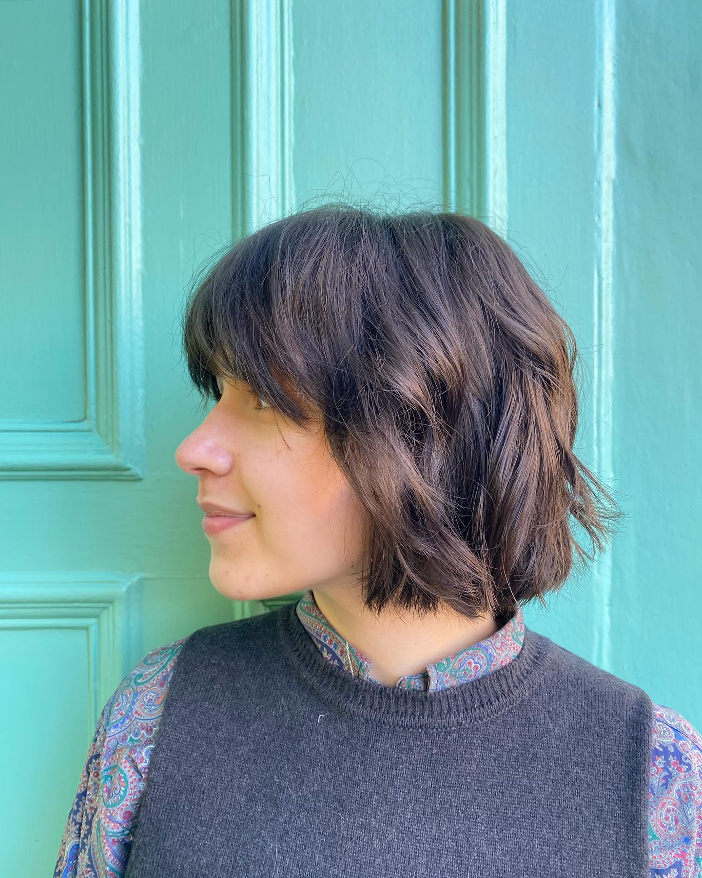 Modern Textured Choppy Bob with Wispy Bangs