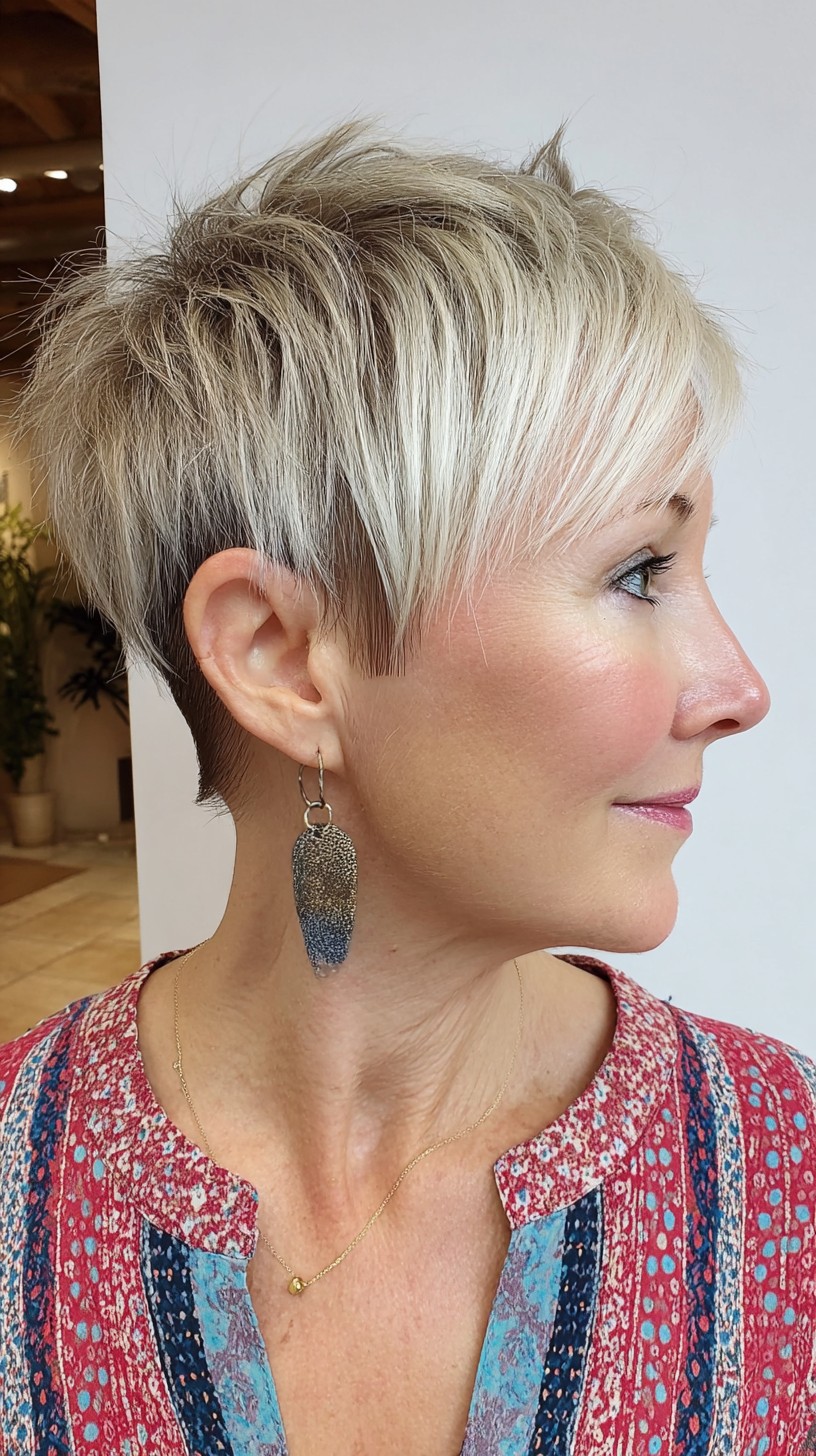 Pixie Cut with Textured Layers and Natural Grey Undertone