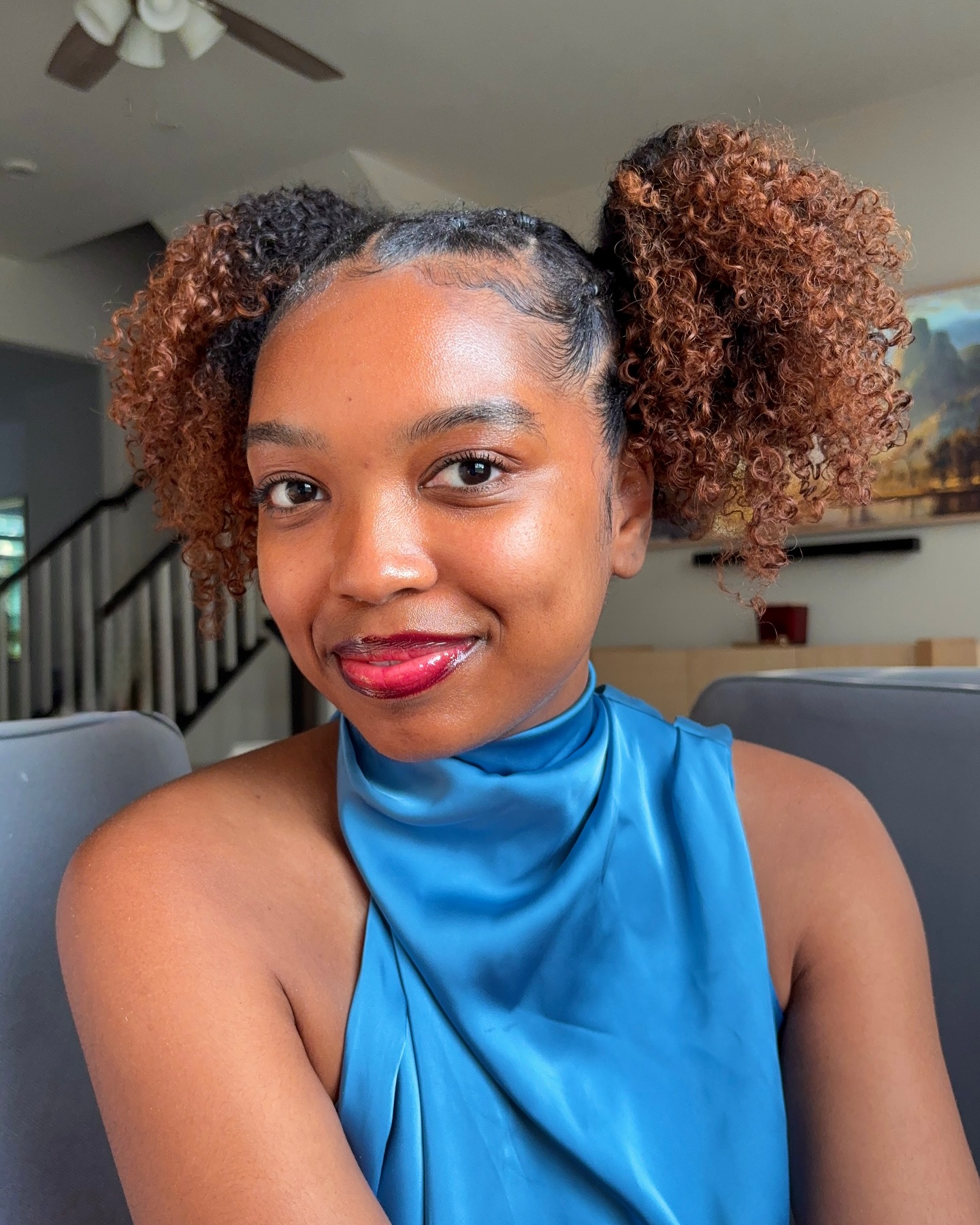 Playful Double Puff Balls with Braided Accents