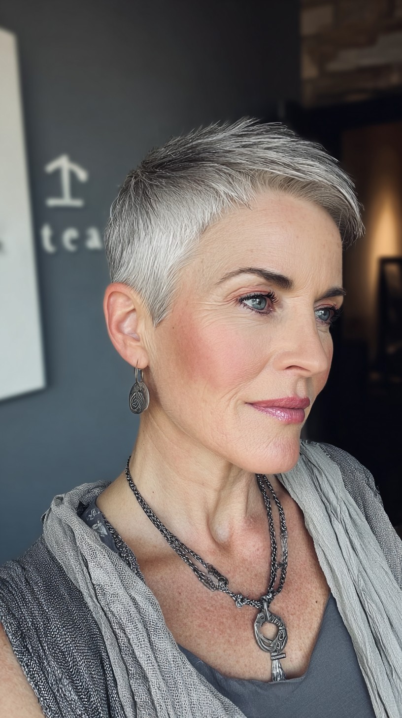 Polished Silver Pixie with Textured Edge