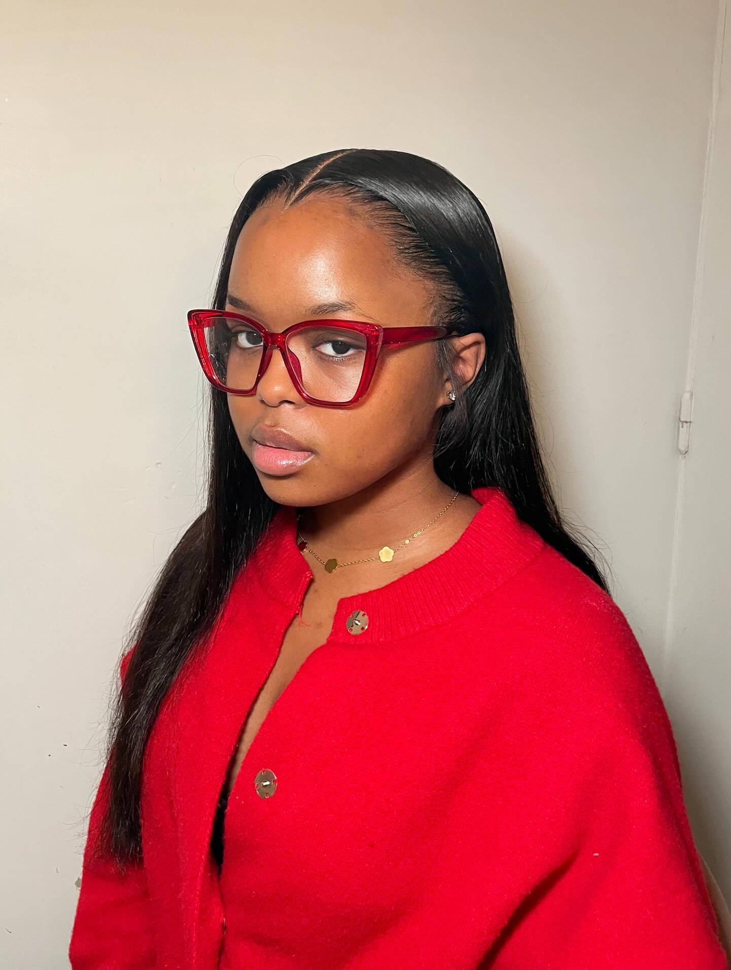 Sleek Center-Parted Silk Press with Natural Flow