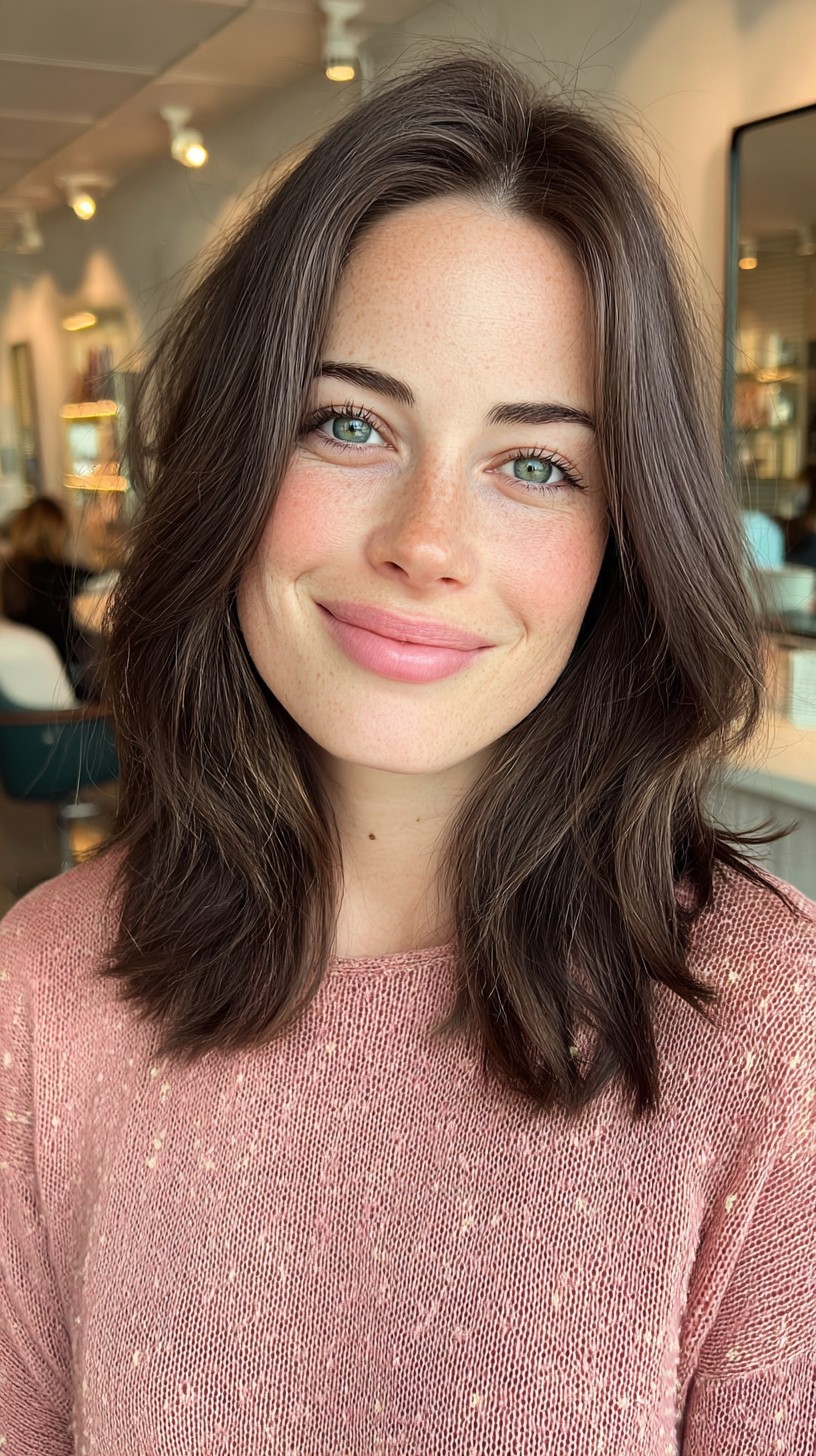 Sleek Medium Layered Cut with Natural Waves