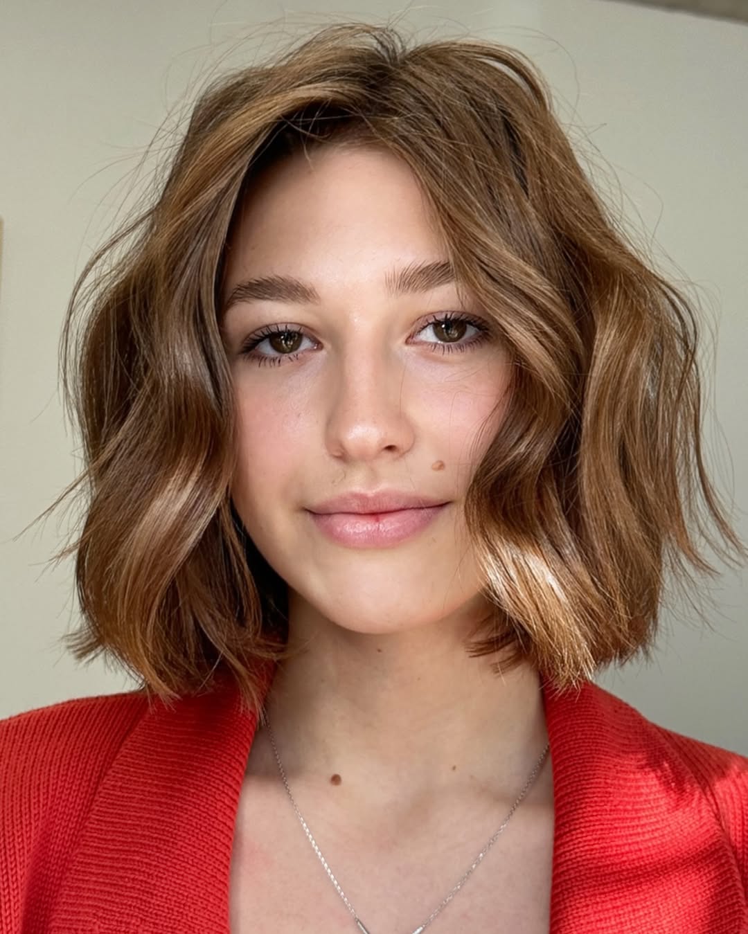 Sleek Tawny Bob with Soft Undulating Waves