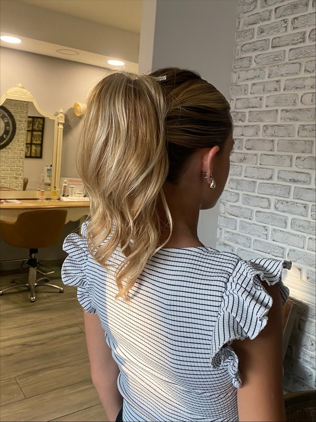 Soft Balayage Half-Up Ponytail with Textured Waves