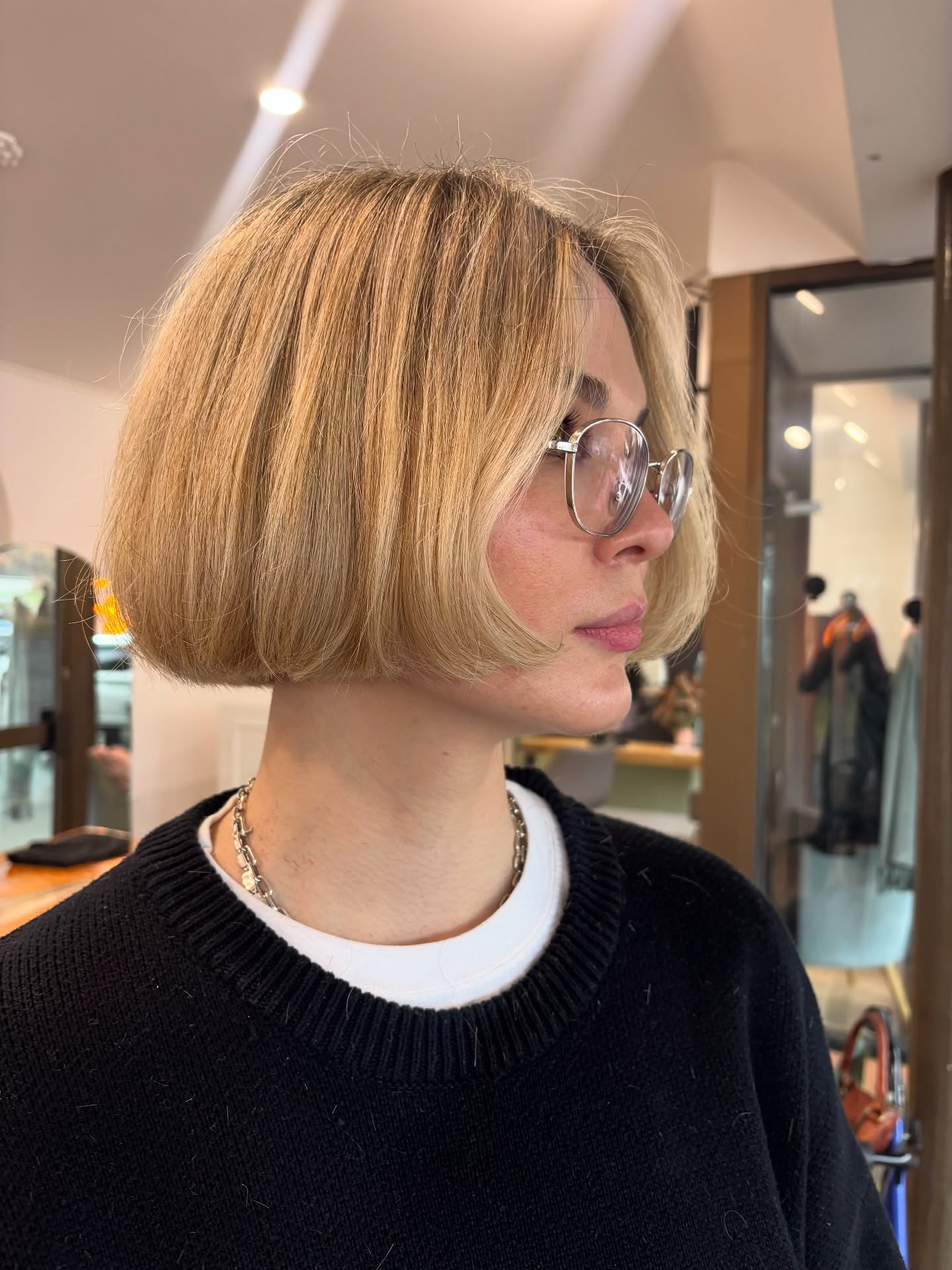 Soft Golden Layered Bob with Rounded Fringe