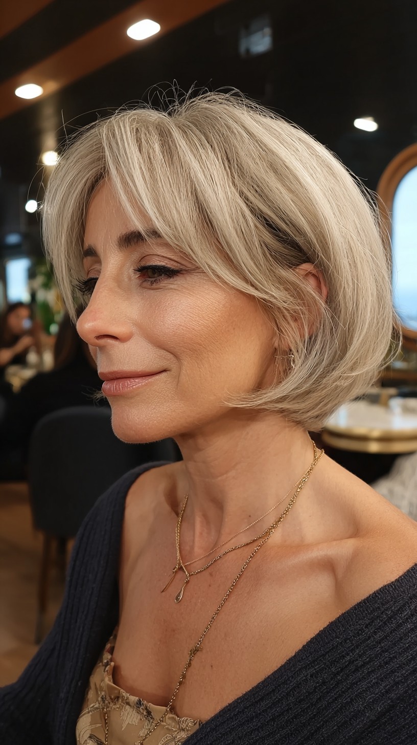 Soft Textured Silver Layered Bob