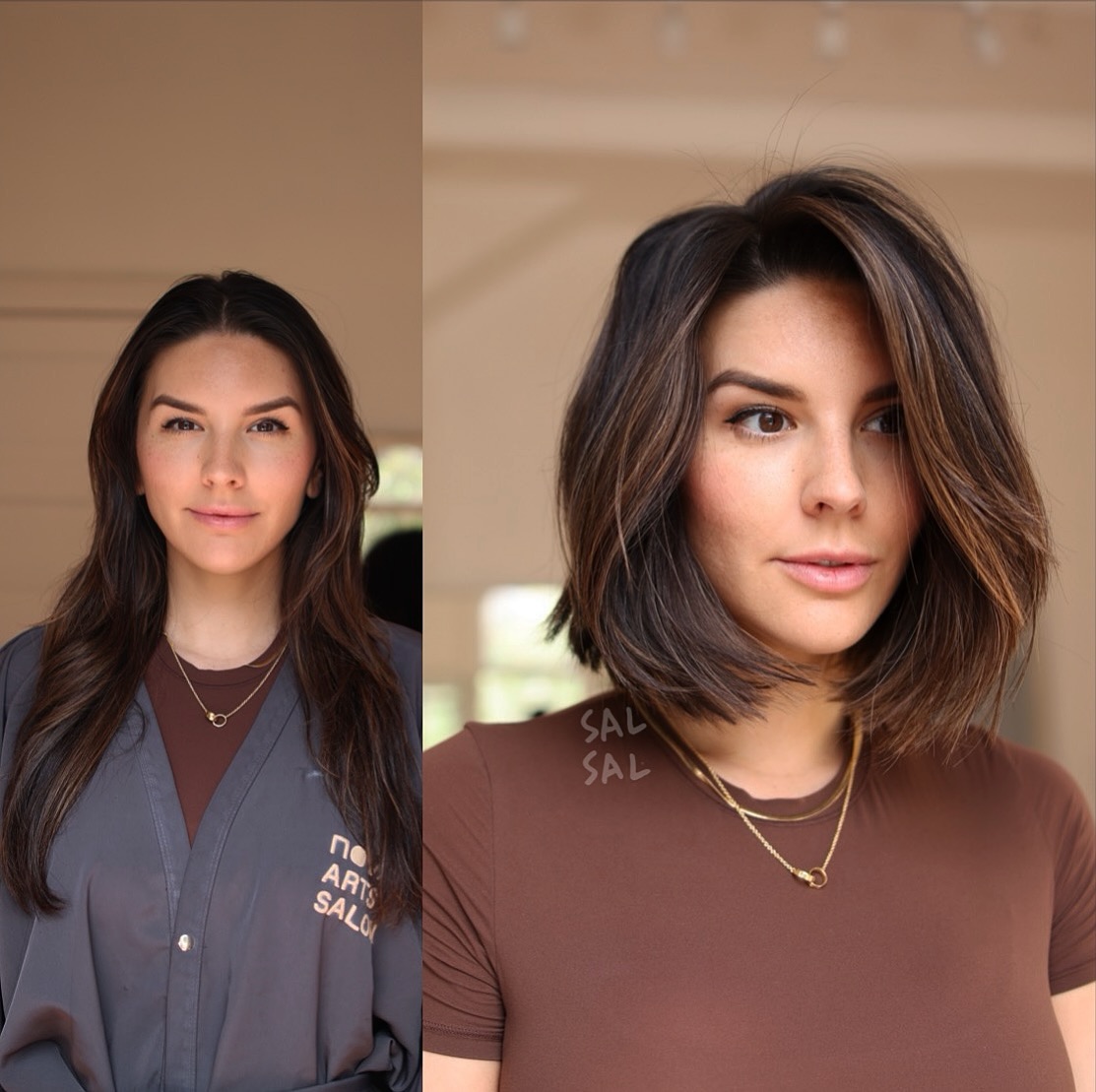 Subtle Chestnut Stacked Bob with Soft Layering