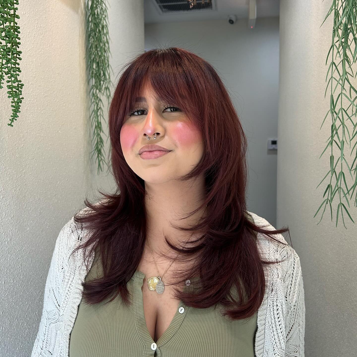 Sultry Auburn Layers with Feathered Fringe