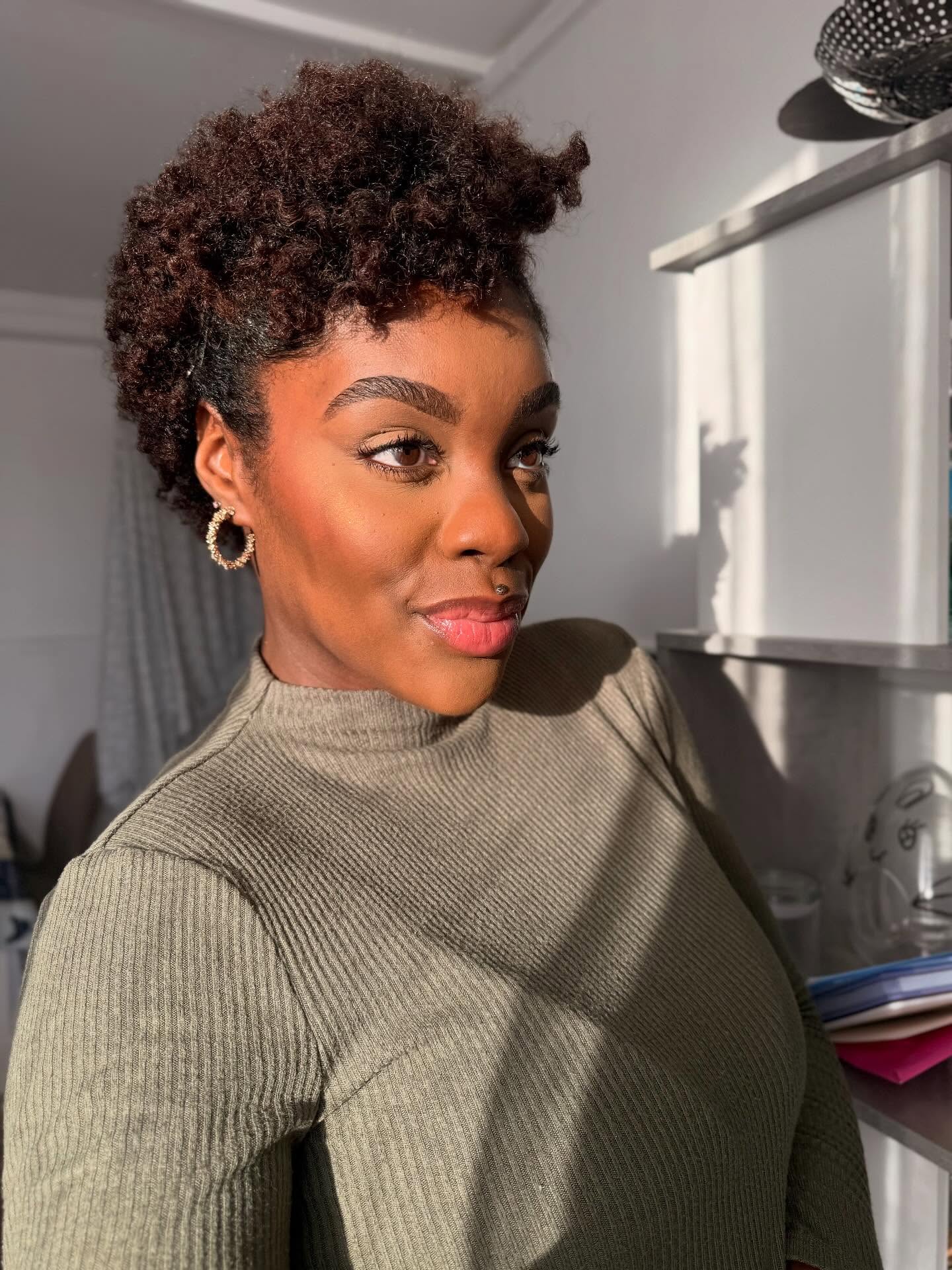 Sun-Kissed Chestnut TWA with Natural Texture