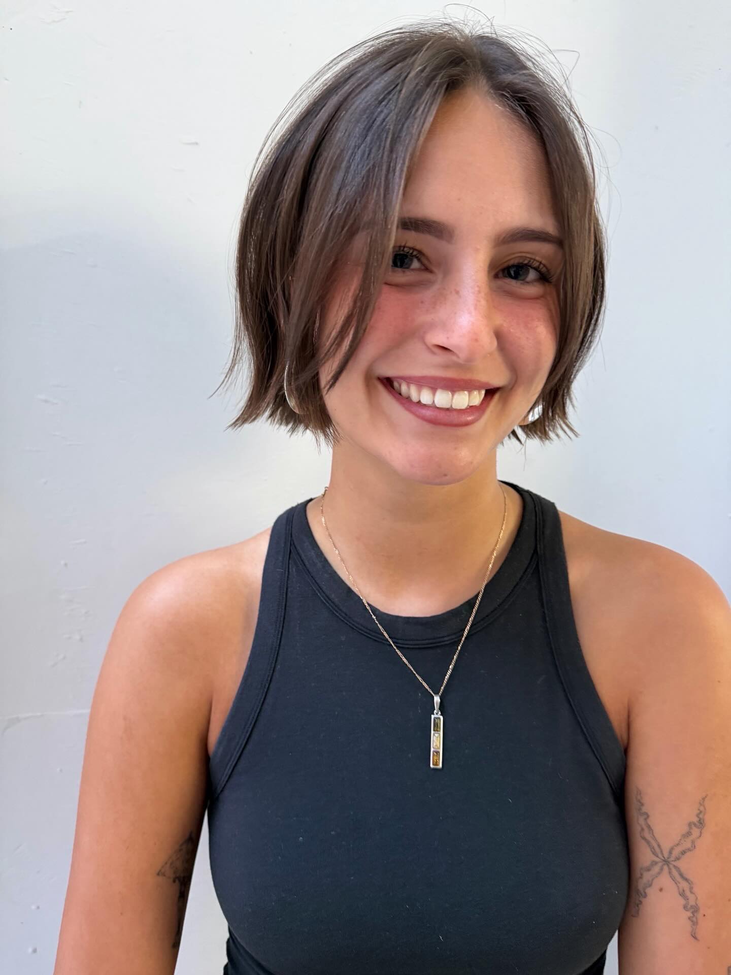 Textured Ash-Brown Bob with Slight Waves