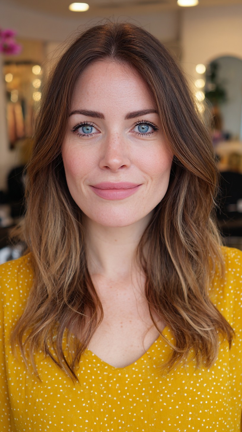 Textured Chestnut Waves with Subtle Layers