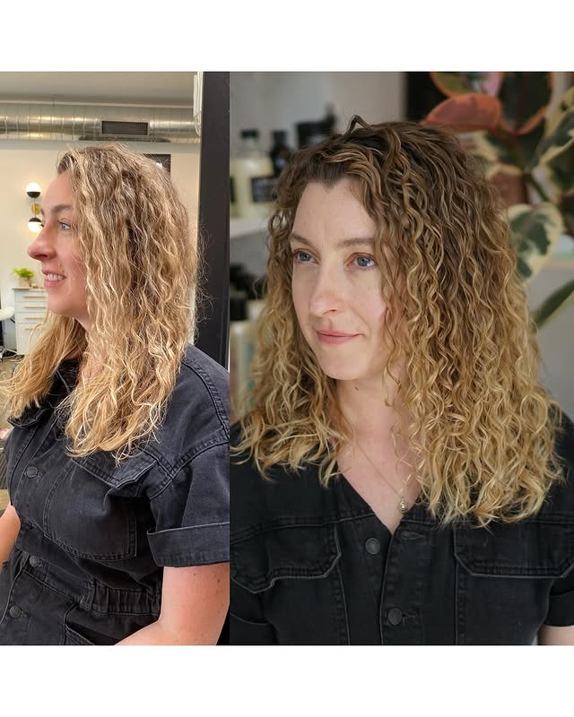 Textured Golden Blonde Curly Transformation