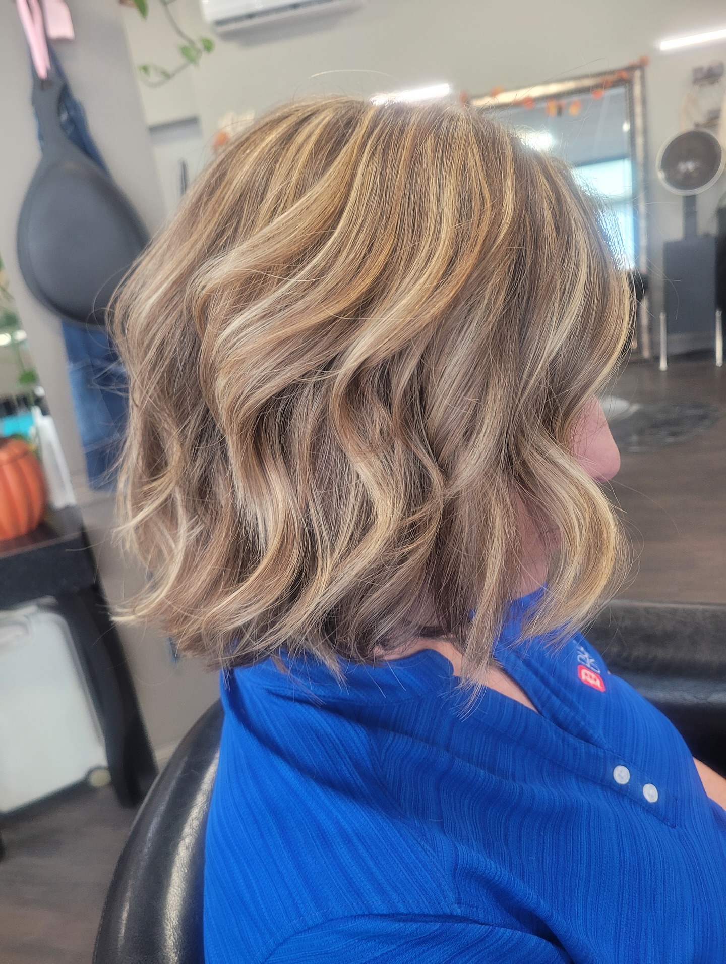 Textured Golden Choppy Bob with Soft Waves