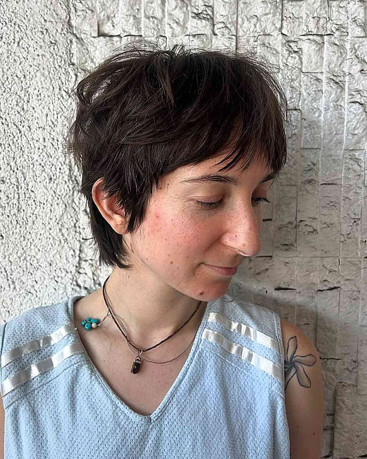 Textured Short Shaggy Cut for Fine Hair