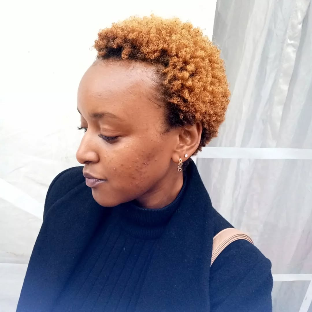 Warm Caramel TWA with Tightly Defined Curls